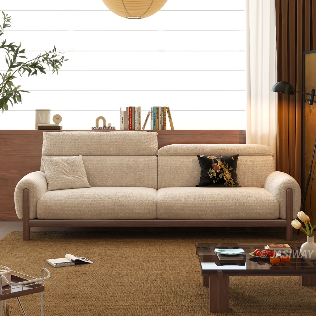 NÓVORA CASA Impermeable Chenilla sofá con Ajustable reposacabezas| Moderno profundo asiento nube sofá con Madera maciza estructura para familiar & mascotas amigable Sala