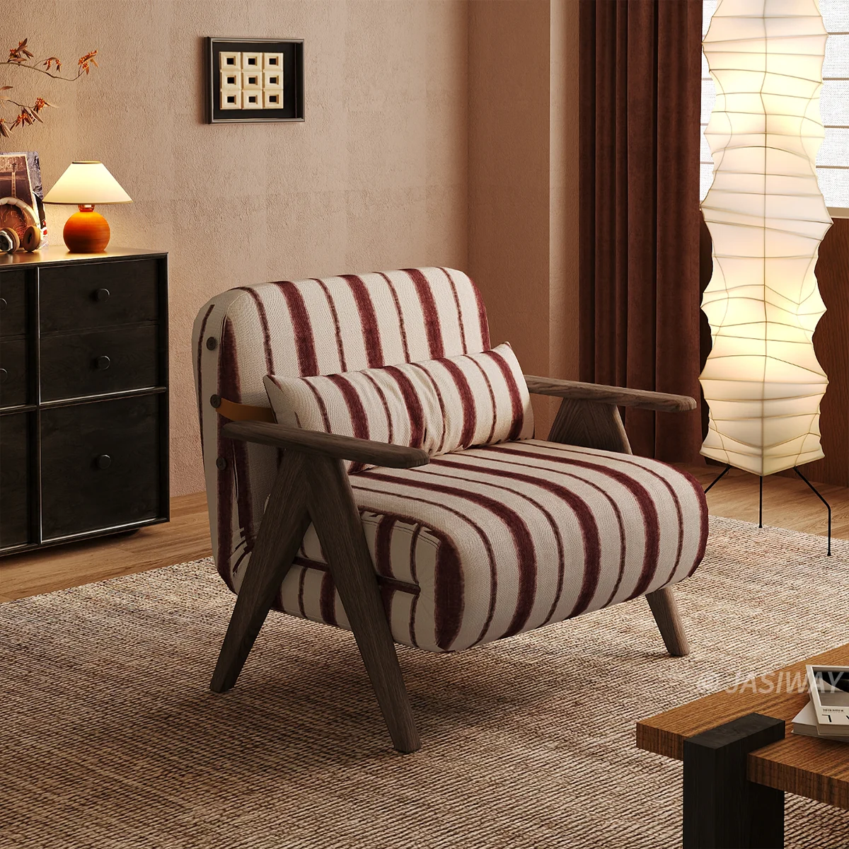 Sillón cama a rayas de estilo Mid-Century 3 en 1 | Ritmo retro