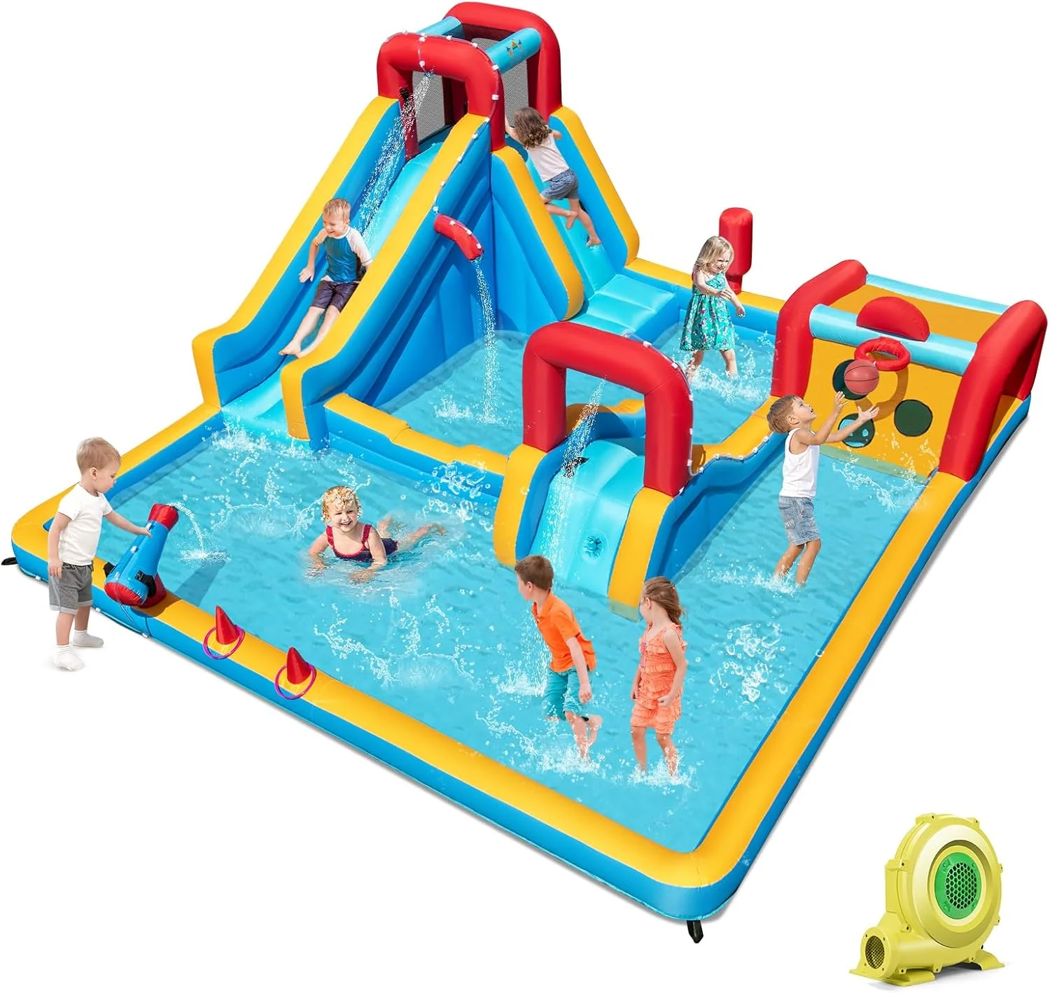 BOUNTECH Inflatable Water Slide Park 9-in-1 Giant Water Bounce House