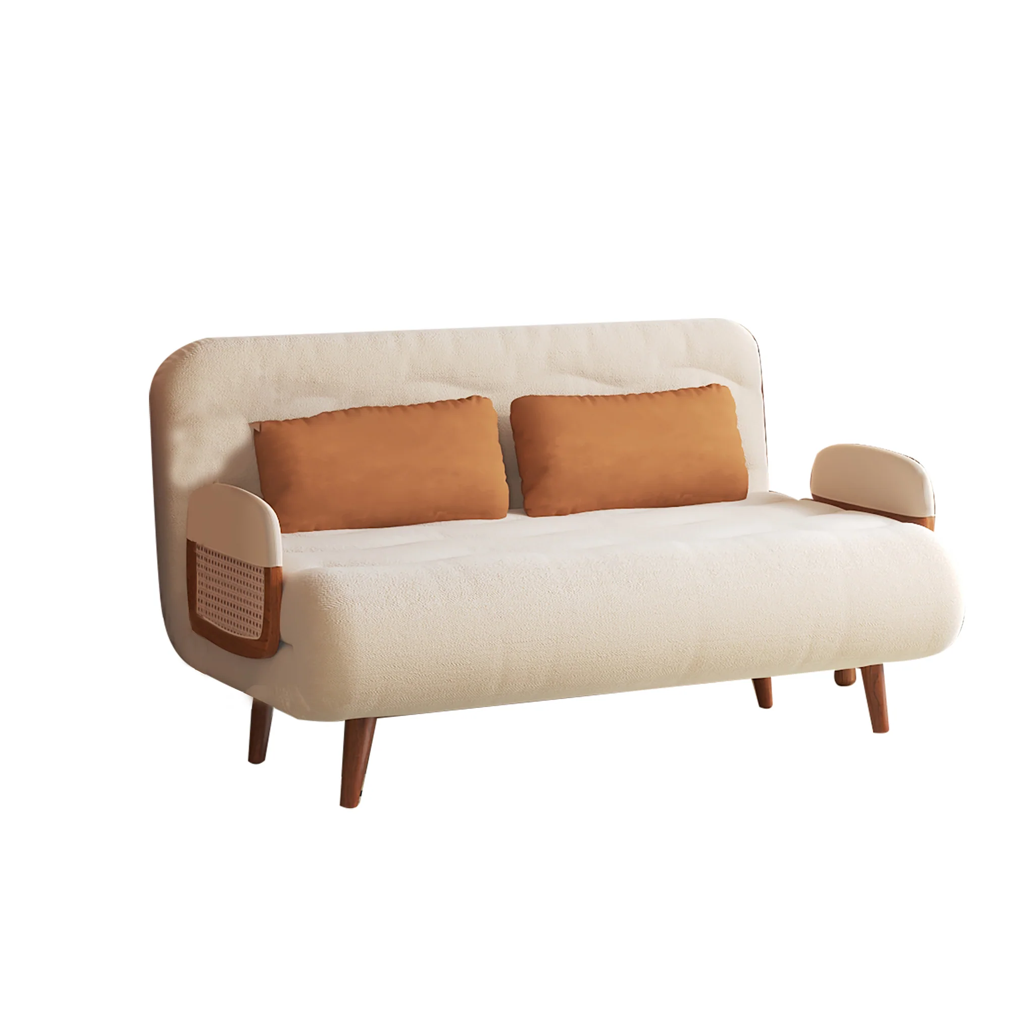 NÓVORA CASA 3-en-1 Beige plegable Sofá cama algodón & lino transformable sofá
