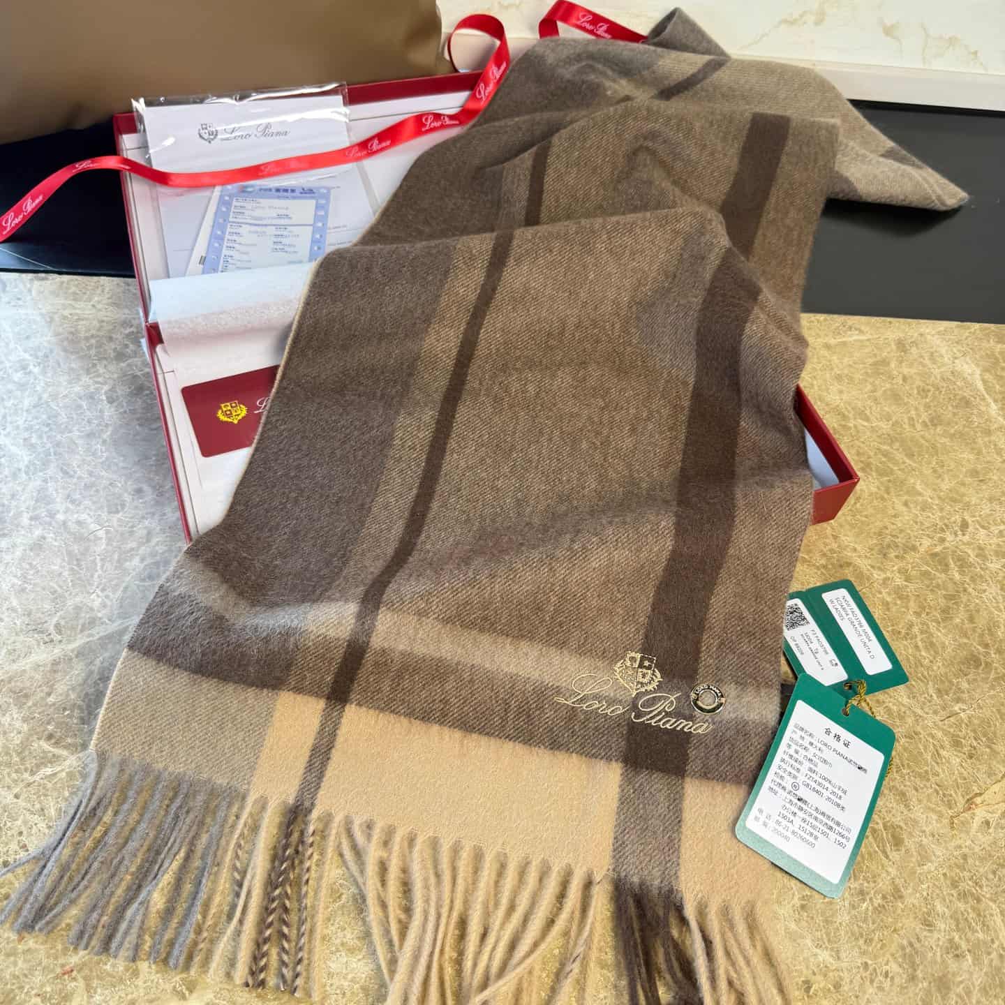 Loro Piana cashmere plaid scarf