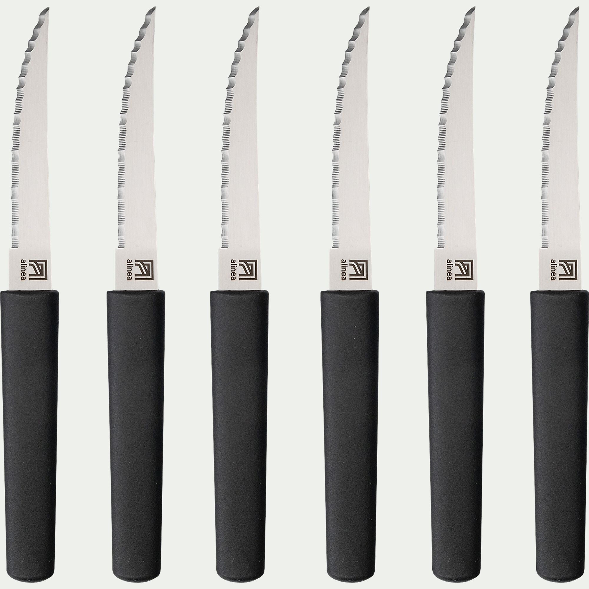 LINE - Bloc de 6 couteaux bi-matière et bio matière - noir
