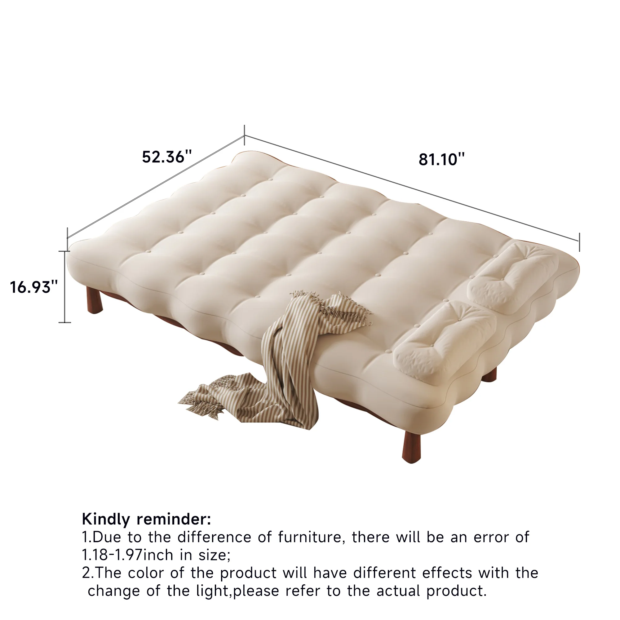 NÓVORA CASA romántico transformable cama Beige Sofá cama