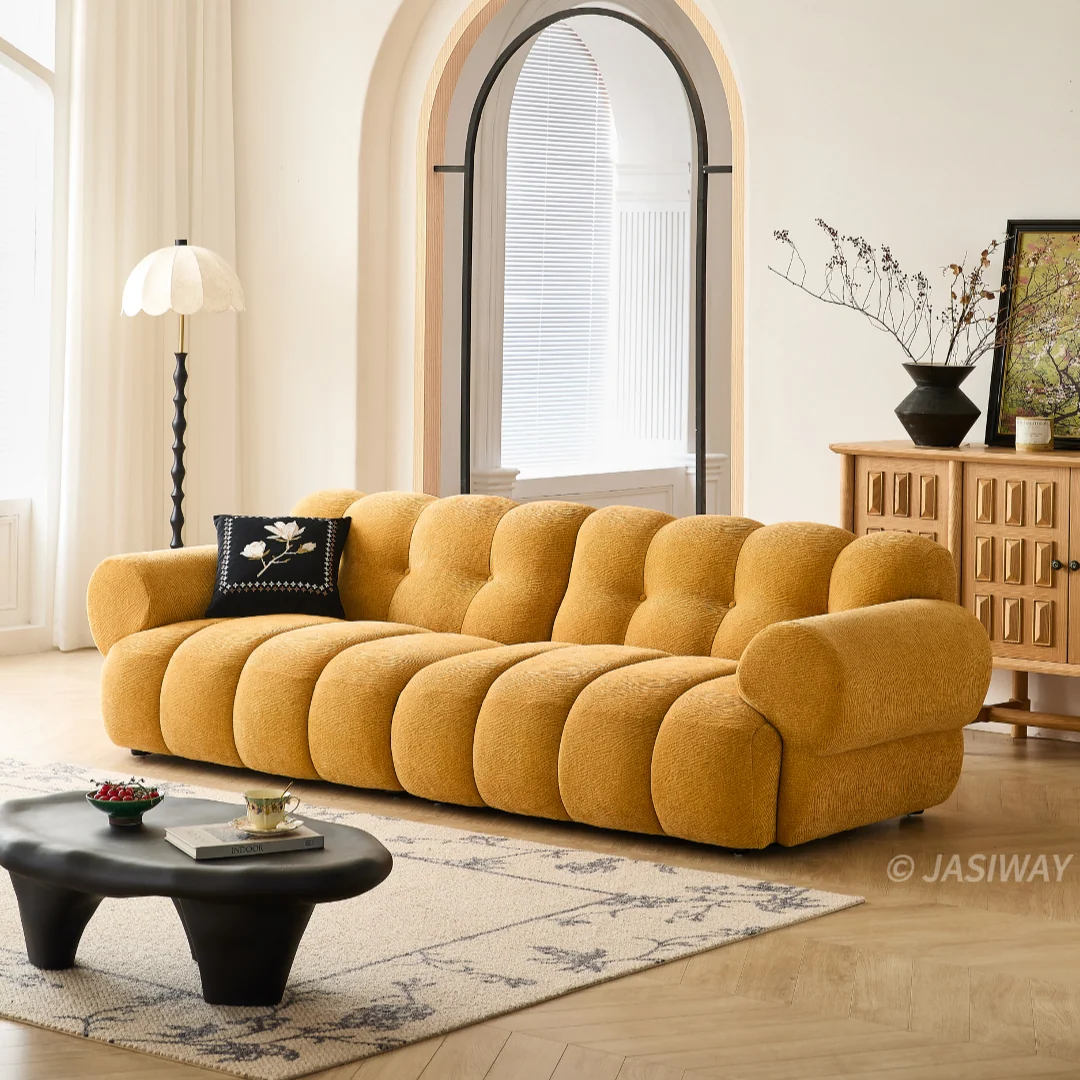 NÓVORA CASA modulable burbuja sofá en Chenilla & terciopelo| mediados siglo Moderno nube sofá- retro malvavisco sofá en musgo Verde, bosque, ámbar & almendra Crema