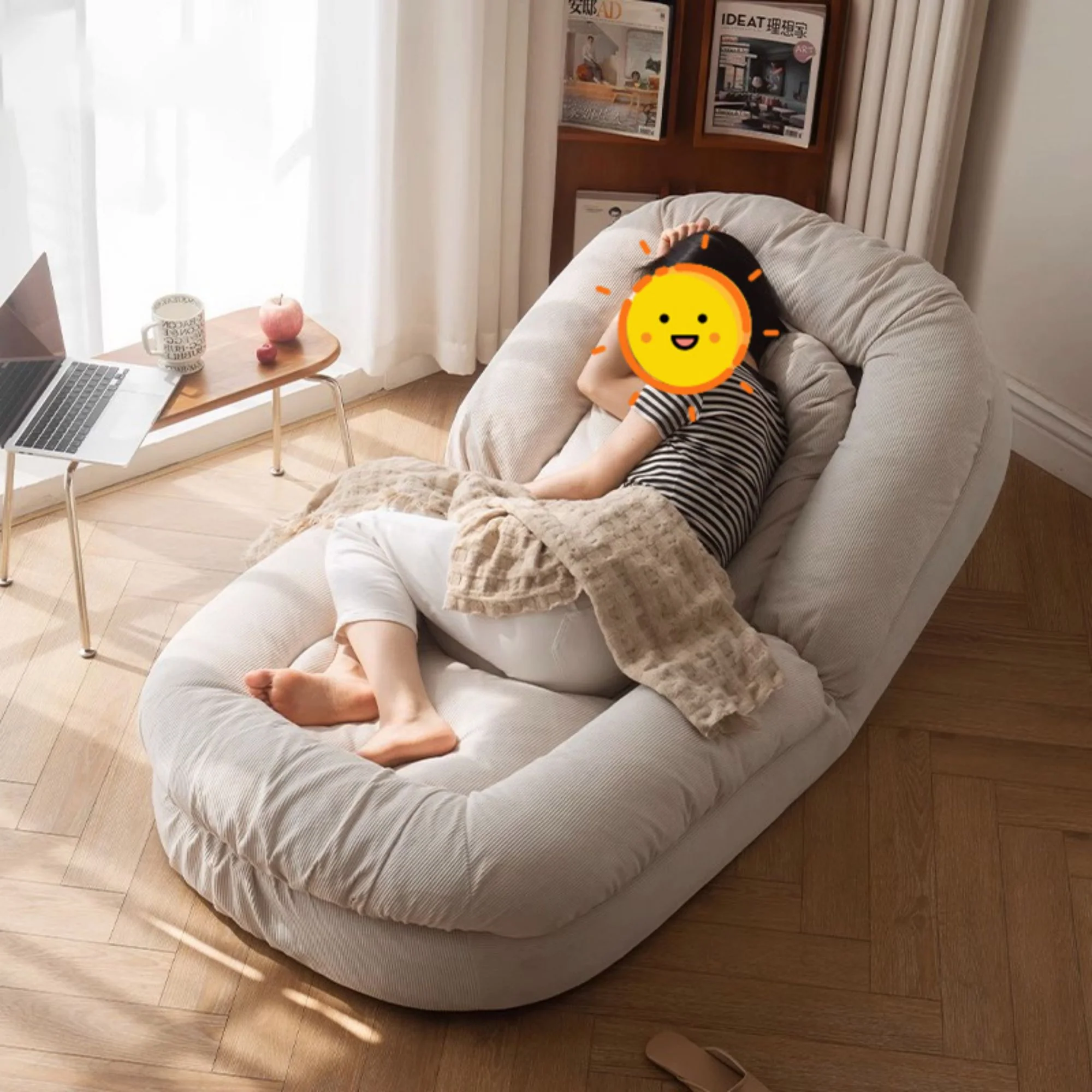 NÓVORA CASA transformable Sofá cama descanso sofá Beige peluche terciopelo