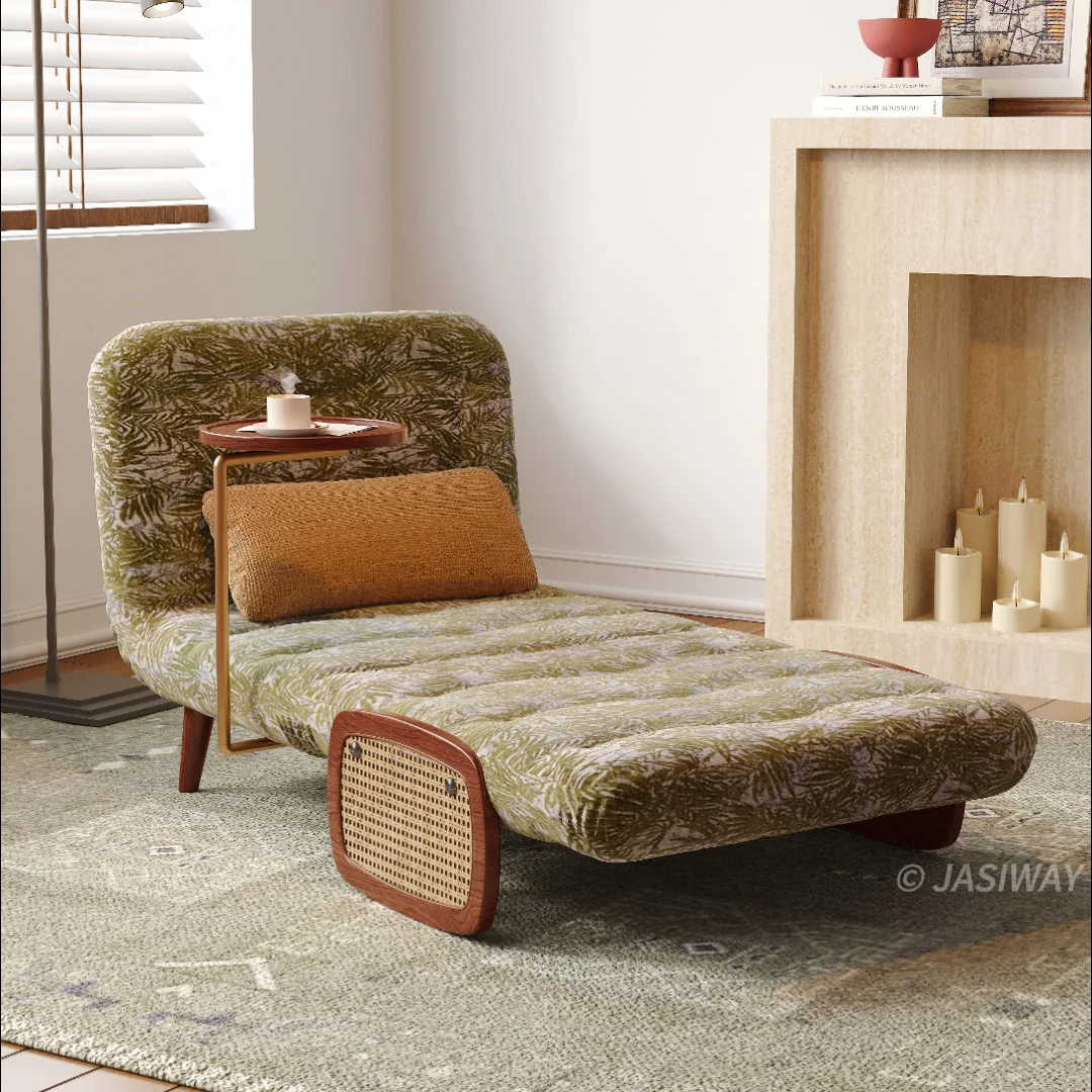 NÓVORA CASA mediados siglo Moderno transformable sillón cama sofá| botánico jacquard Tapizado cama sofá de dos plazas para pequeño espacios & departamentos