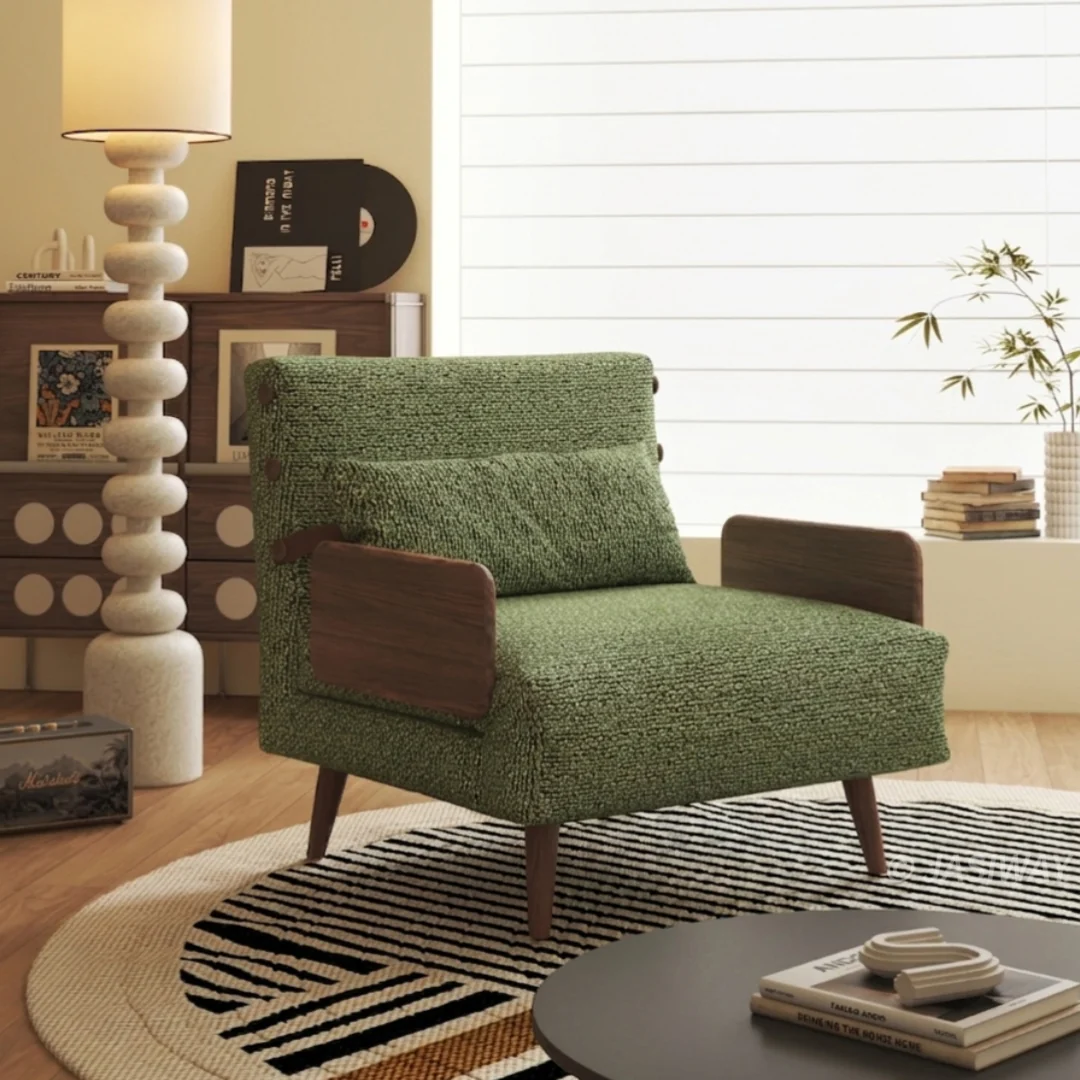 NÓVORA CASA transformable Sillón descanso cama con doble Tone Bouclé tweed tapizado & Ajustable respaldo