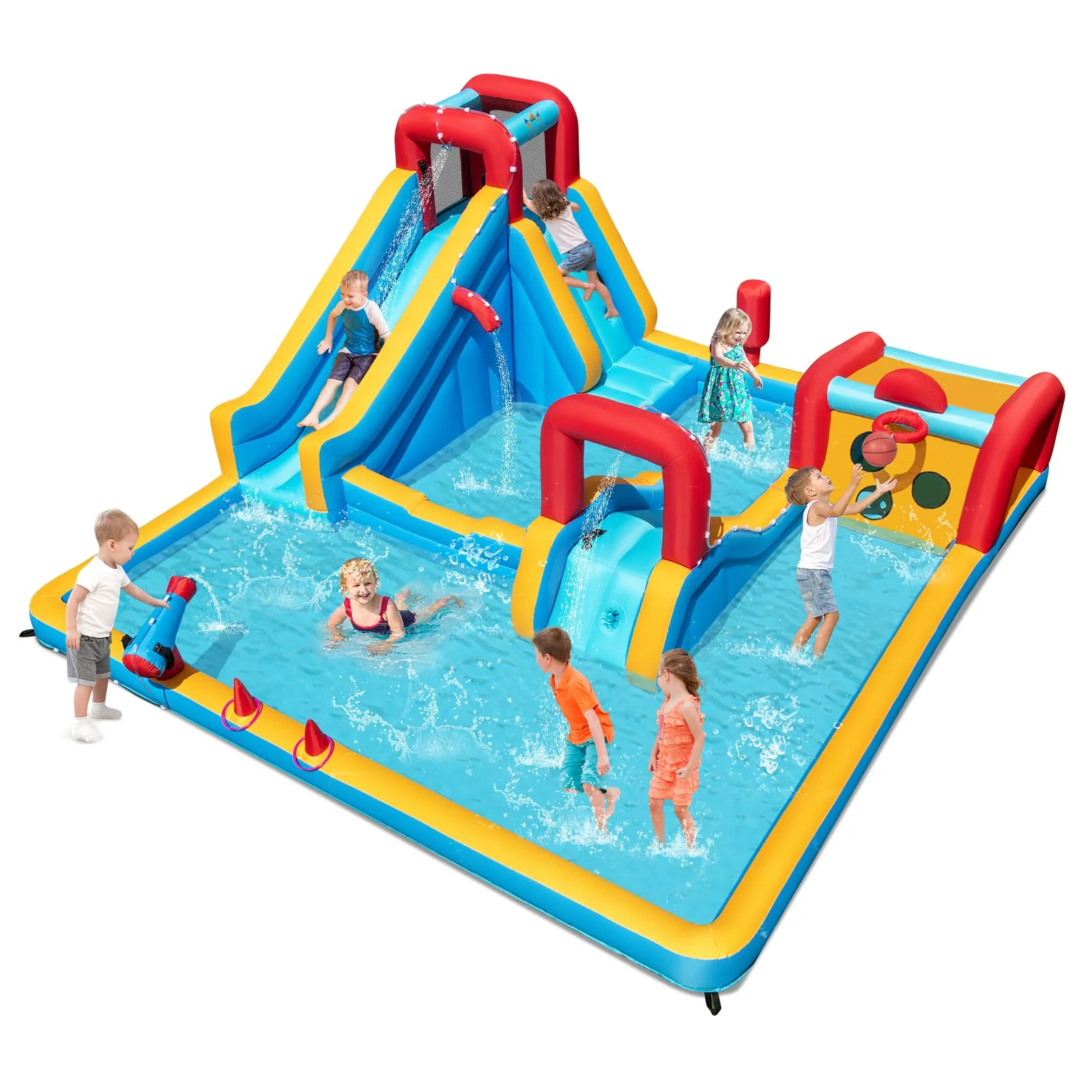 BOUNTECH Inflatable Water Slide Park 9-in-1 Giant Water Bounce House