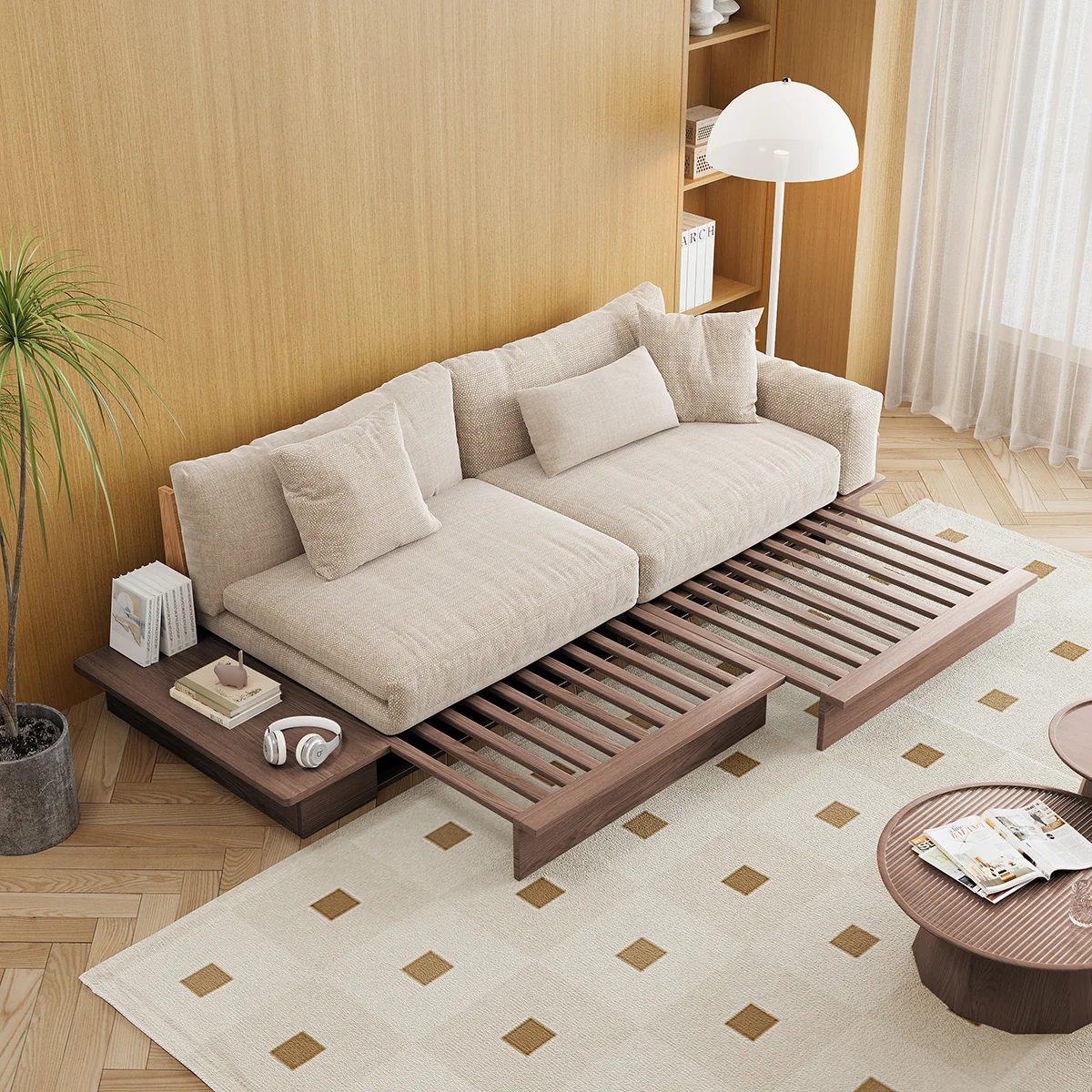 NÓVORA CASA extraíble extraíble piso Sofá cama con de doble cara reposabrazos & elevable superior Almacenamiento