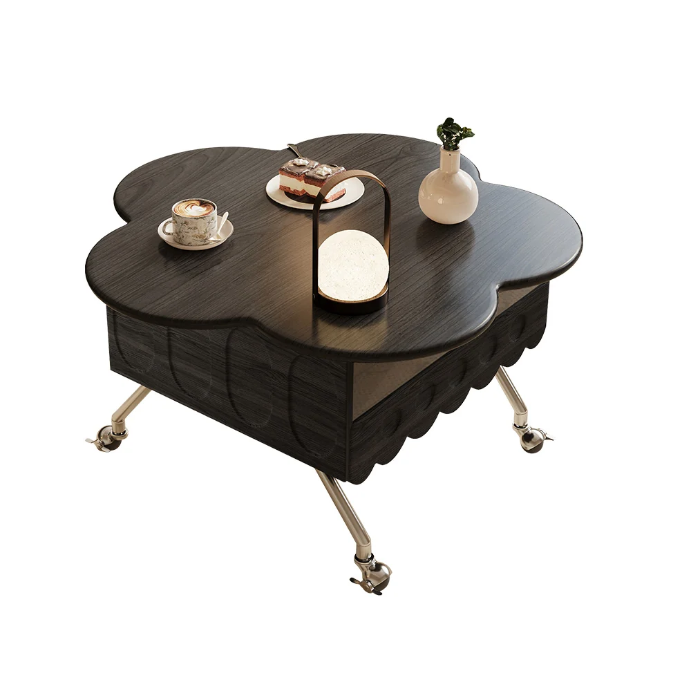 NÓVORA CASA retro Sala móvil Mesa de centro con Madera maciza Ajustable de pétalo diseño