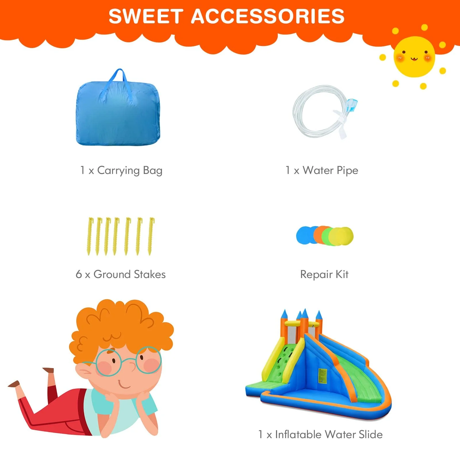 Costzon Inflatable Water Slide, Giant Bouncy Waterslide Park for Kids Backyard Outdoor Fun with Climbing Wall