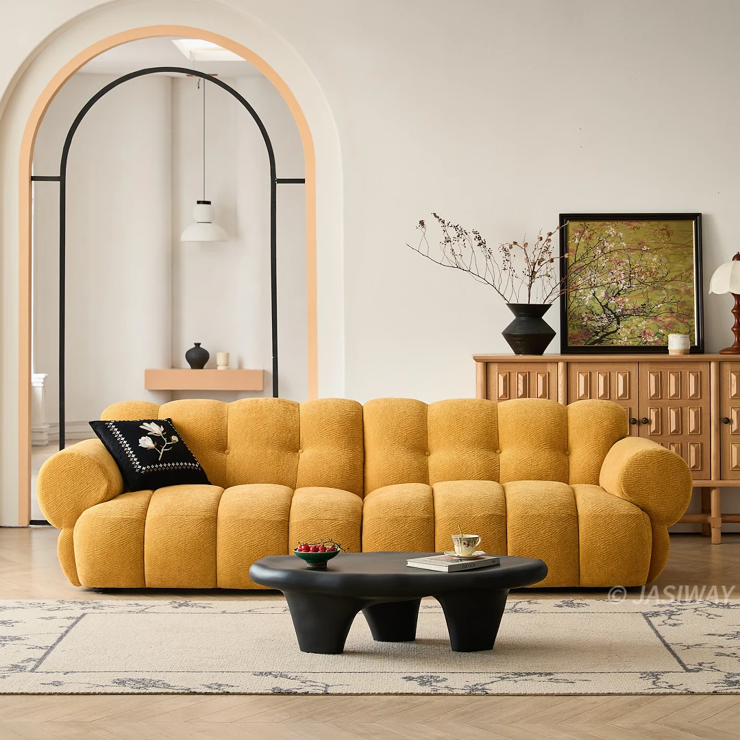 NÓVORA CASA modulable burbuja sofá en Chenilla & terciopelo| mediados siglo Moderno nube sofá- retro malvavisco sofá en musgo Verde, bosque, ámbar & almendra Crema
