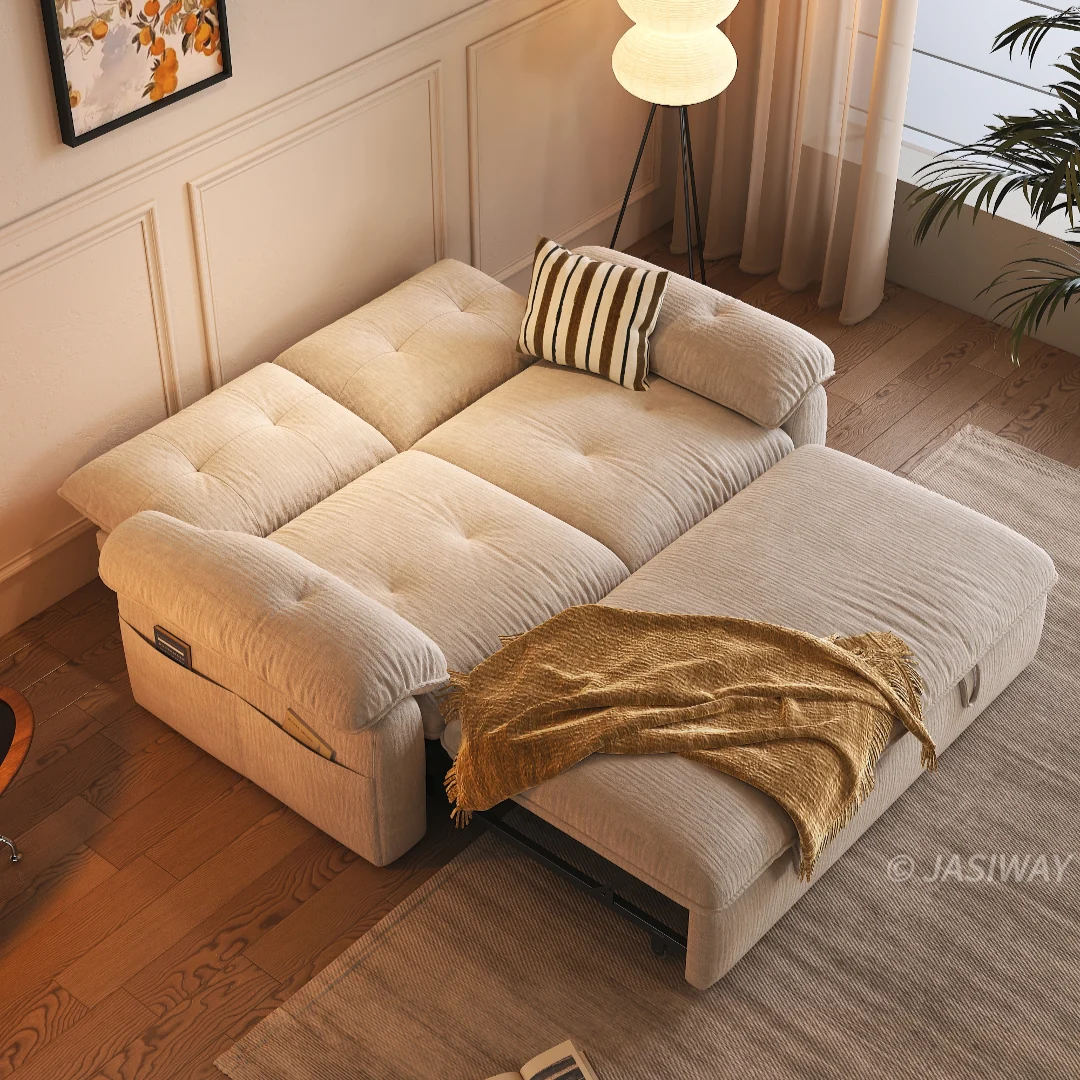 NÓVORA CASA Chenilla Sofá cama– transformable plegable sofá de dos plazas con extraíble extraíble cama para pequeño espacios