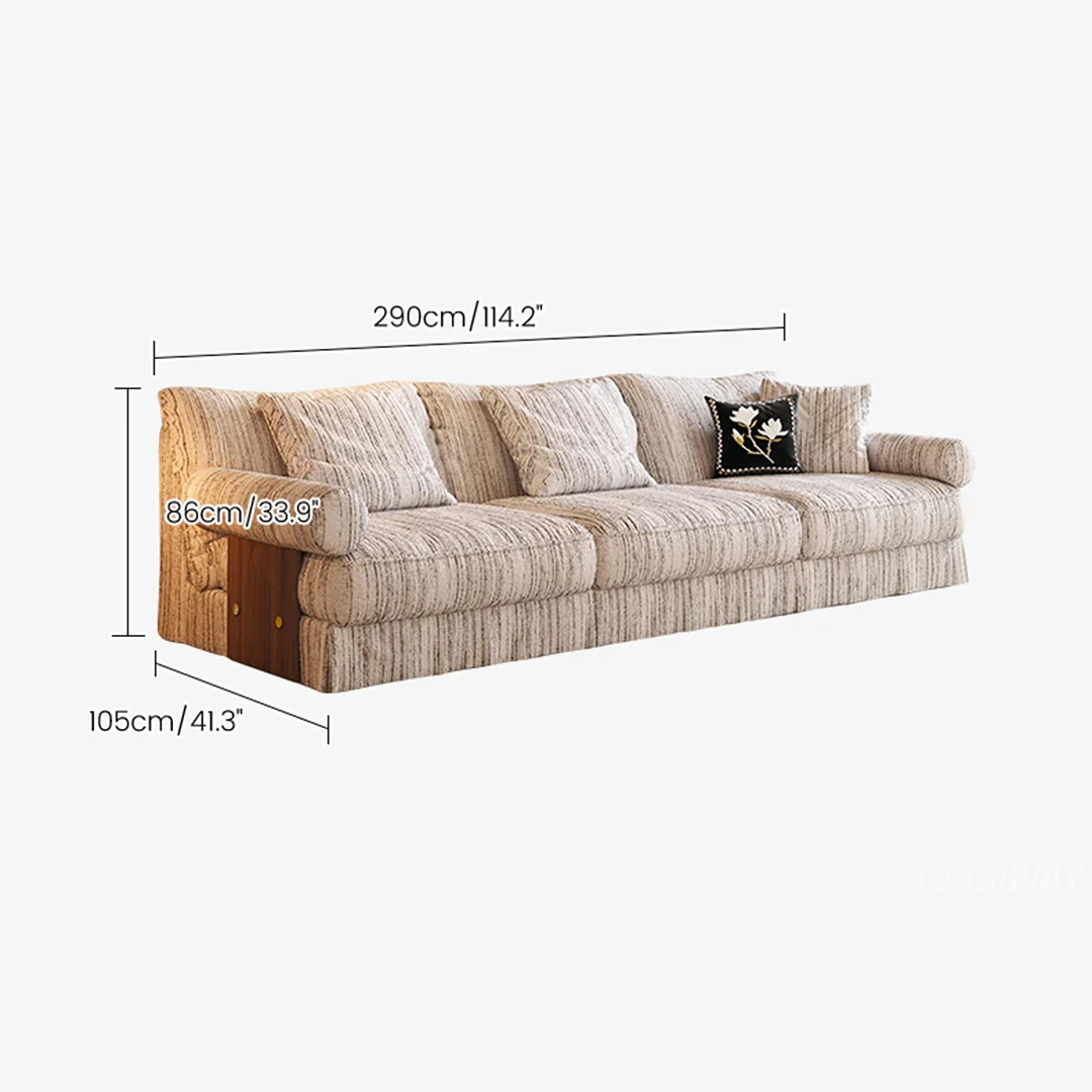 JASIWAY texturizado lino mezcla sofá– Minimalista Crema Blanco Tapizado sofá con Madera maciza detalle| cómodo Sala asiento