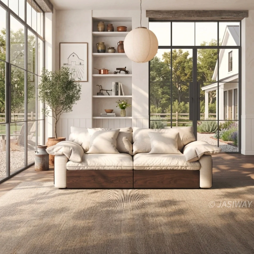 NÓVORA CASA extragrande profundo asiento seccional sofá con Ajustable diván & extraíble extraíble reposapiés| Japandi transformable descanso sofá para Sala