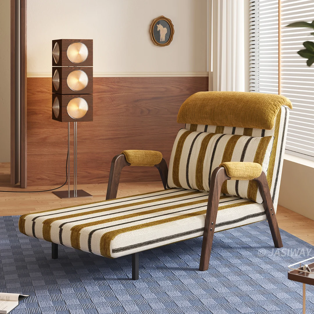 NÓVORA CASA mediados siglo a rayas transformable cama sillón cama con Madera maciza brazos| 3-en-1 plegable Sillón descanso para pequeño espacios & visitas uso