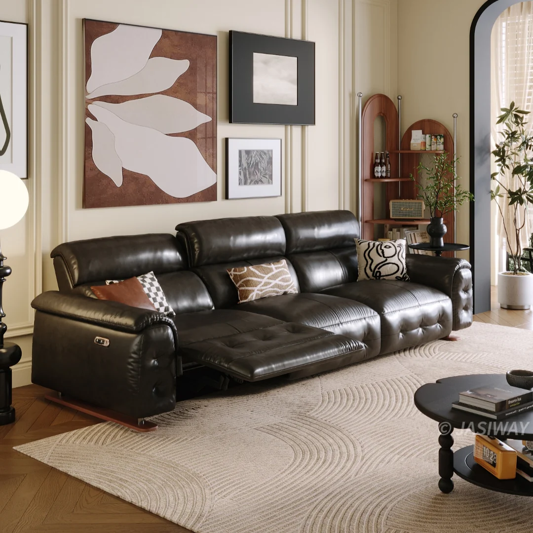 NÓVORA CASA eléctrico Reclinable sofá con doble reclinables & USB puertos| piel reclinable sofá para Sala