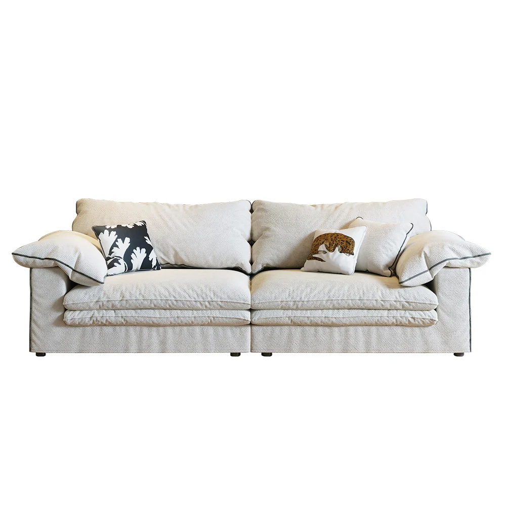 NÓVORA CASA Beige Lino de algodón Desmontable lavable tela sofá