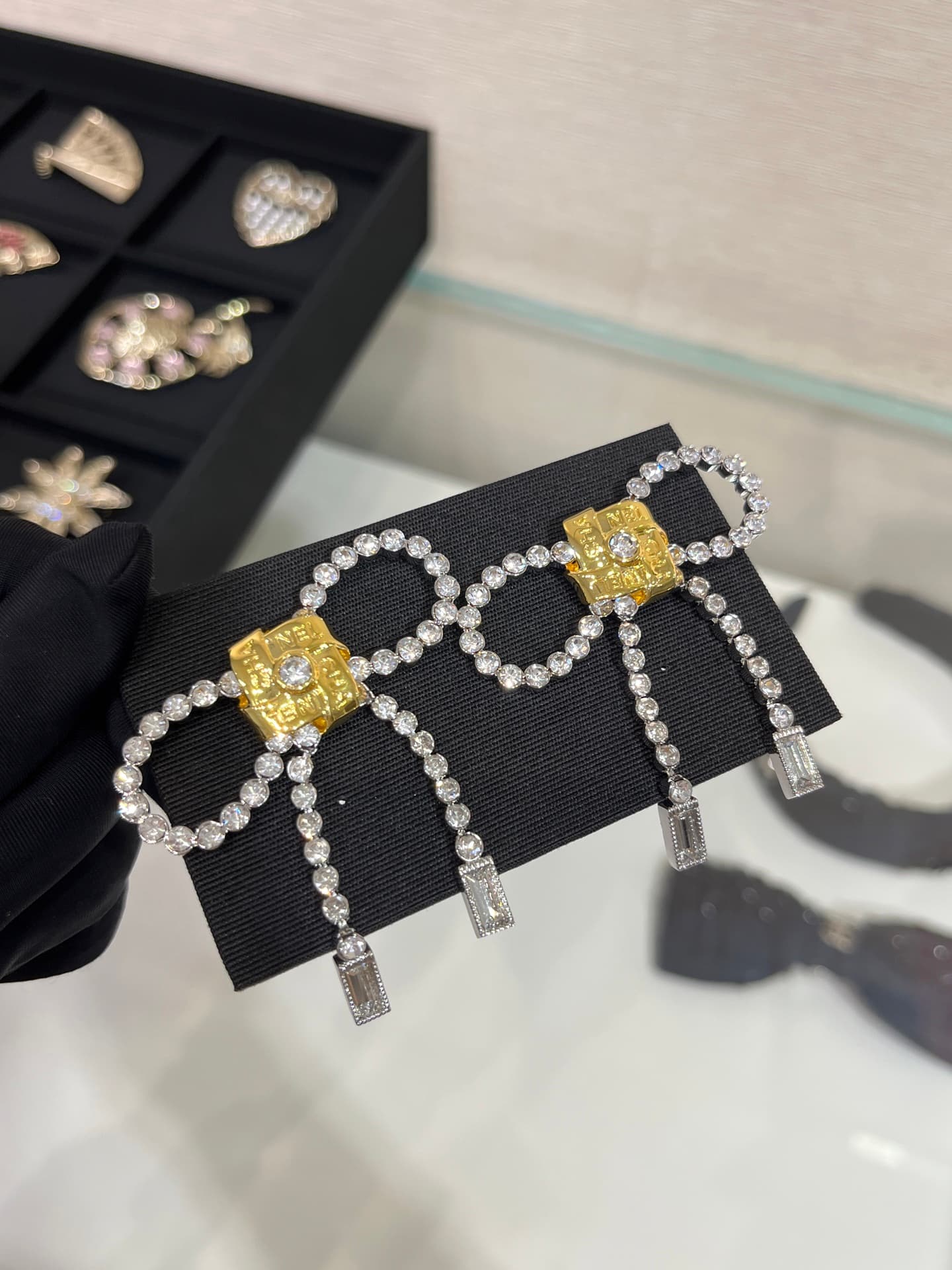 Chanel Ribbon Motif Earrings High