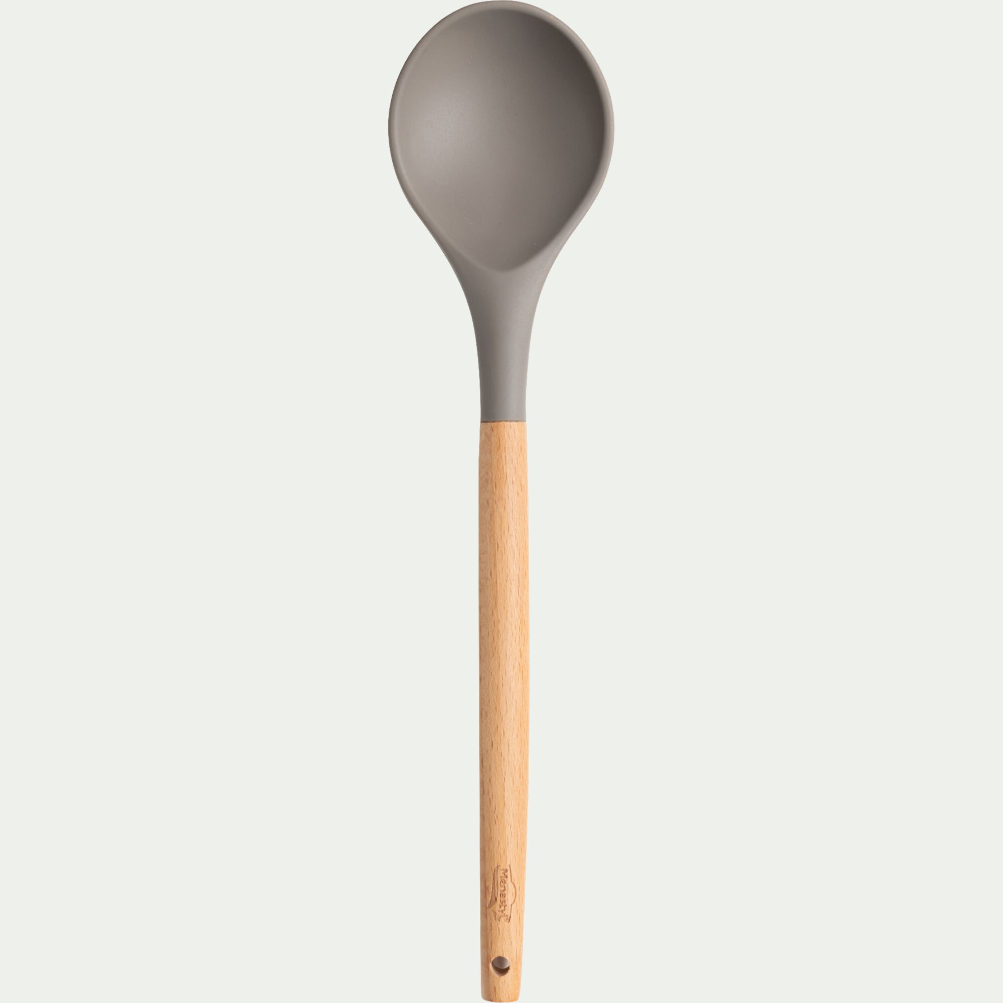 PISTOU - Cuillère en bois et silicone - brun terre ombre