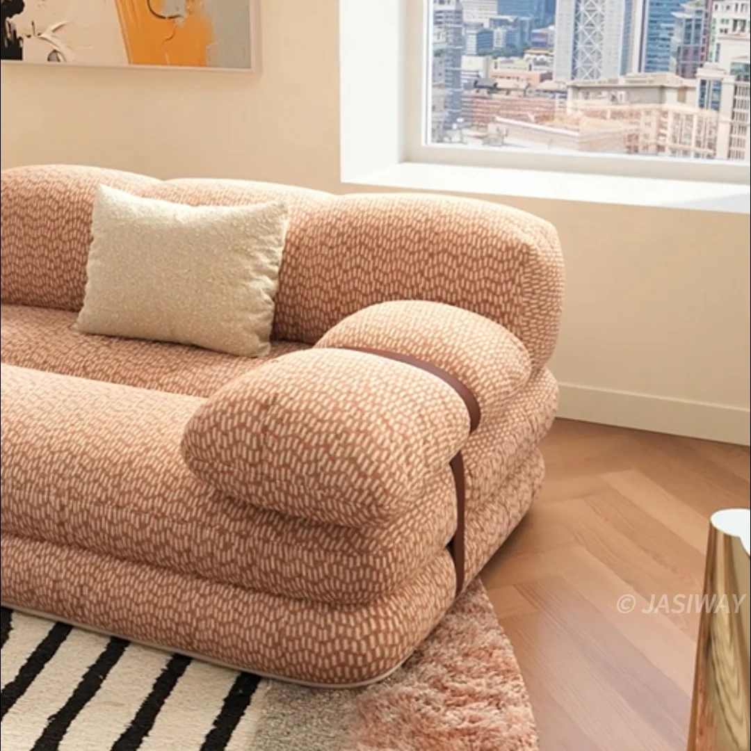 RINGCHEN escultórico agrupado jacquard sofá| De lujo Curvo nube sofá con texturizado de diseñador tapizado para alto extremo sala habitaciones
