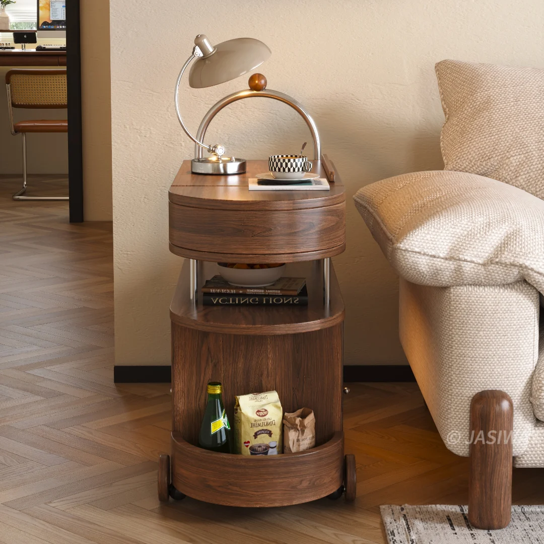 NÓVORA CASA con ruedas Mesa lateral con elevable superior & Gabinete de almacenamiento, móvil Mesa auxiliar sobre ruedas para sofá, cama & pequeño espacios