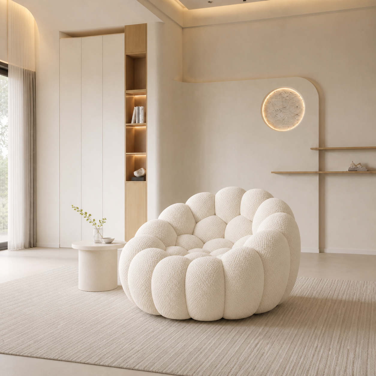 Ciel Sillón individual en ambiente — Blanco crema