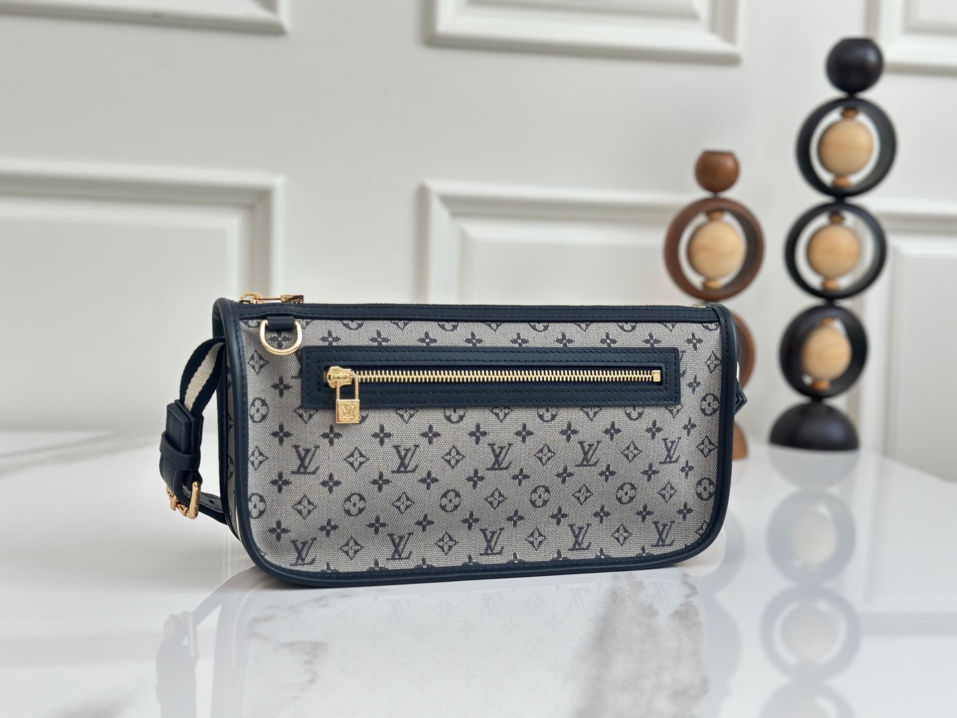 Louis Vuitton Mini Lin Pochette Kathleen Monogram Canvas Grey Blue M92334 High
