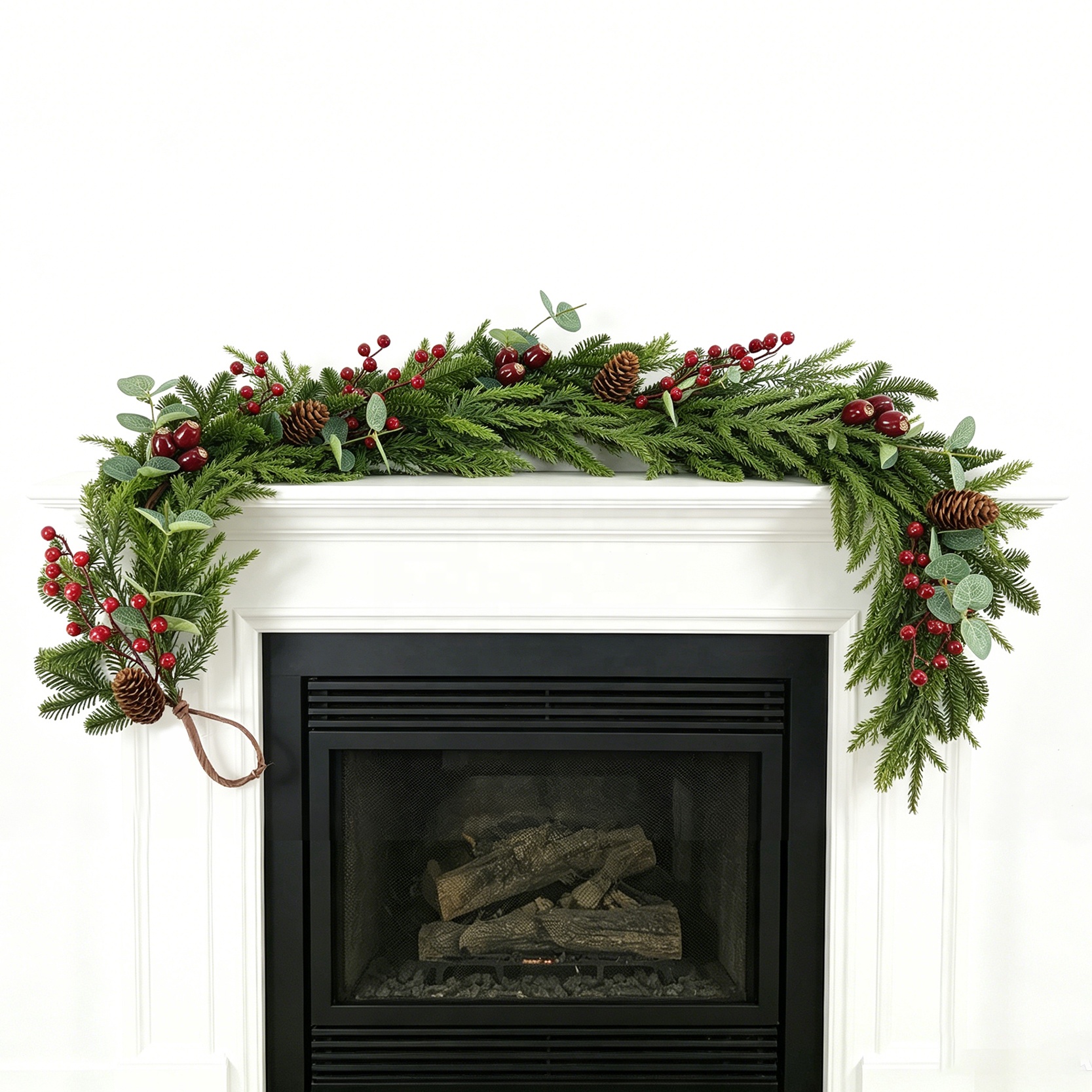 Christmas Garland Pinecone Berry Mantel Decoration