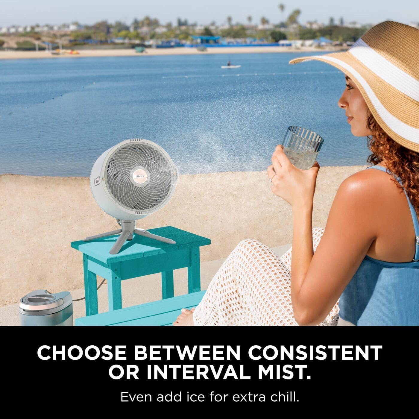 Shark FlexBreeze Pro Mist Cordless Indoor & Outdoor Fan with Outdoor Misting System, Up to 20m Reach, 24hr Runtime