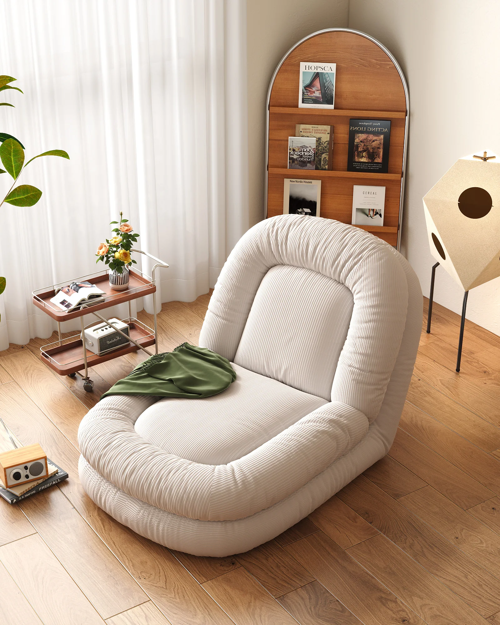 NÓVORA CASA transformable Sofá cama descanso sofá Beige peluche terciopelo