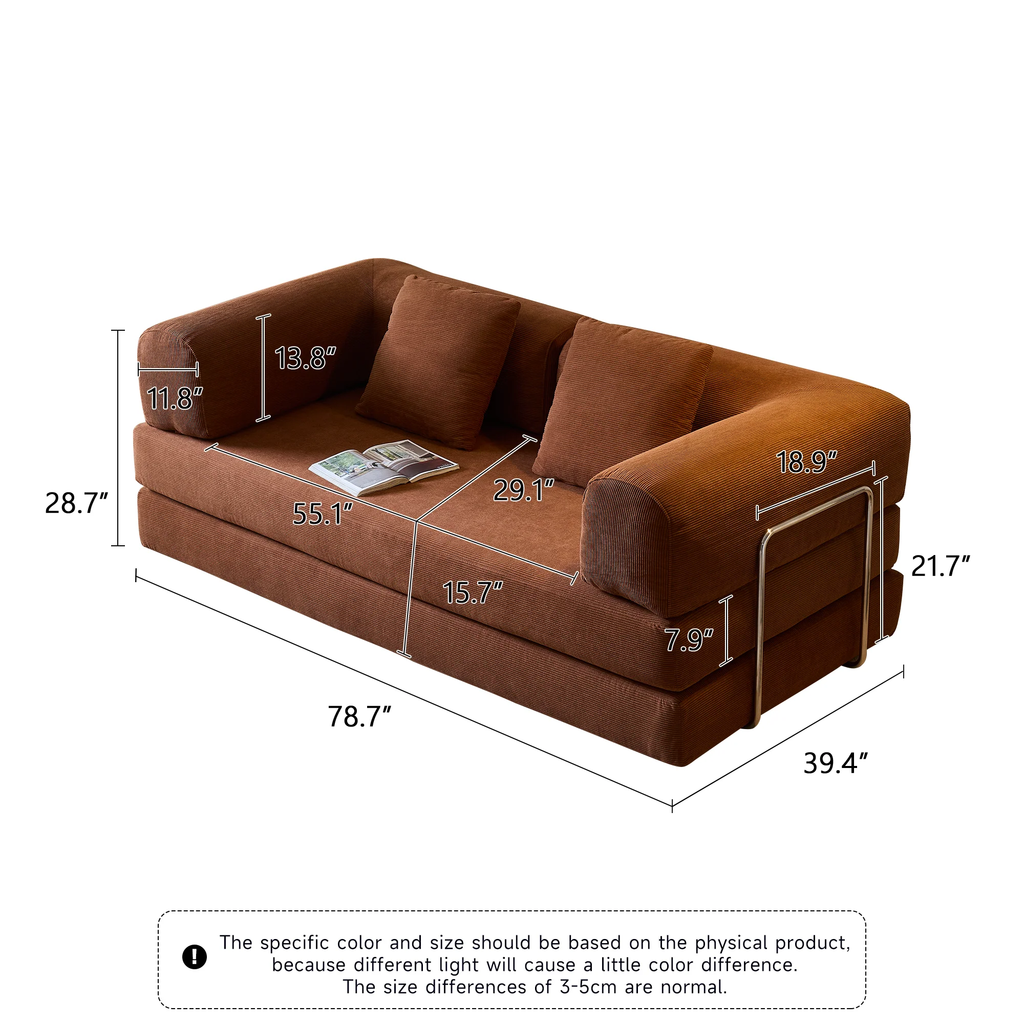 NÓVORA CASA 78.7'' comprimir Tapizado Sofá cama transformable con pana tela