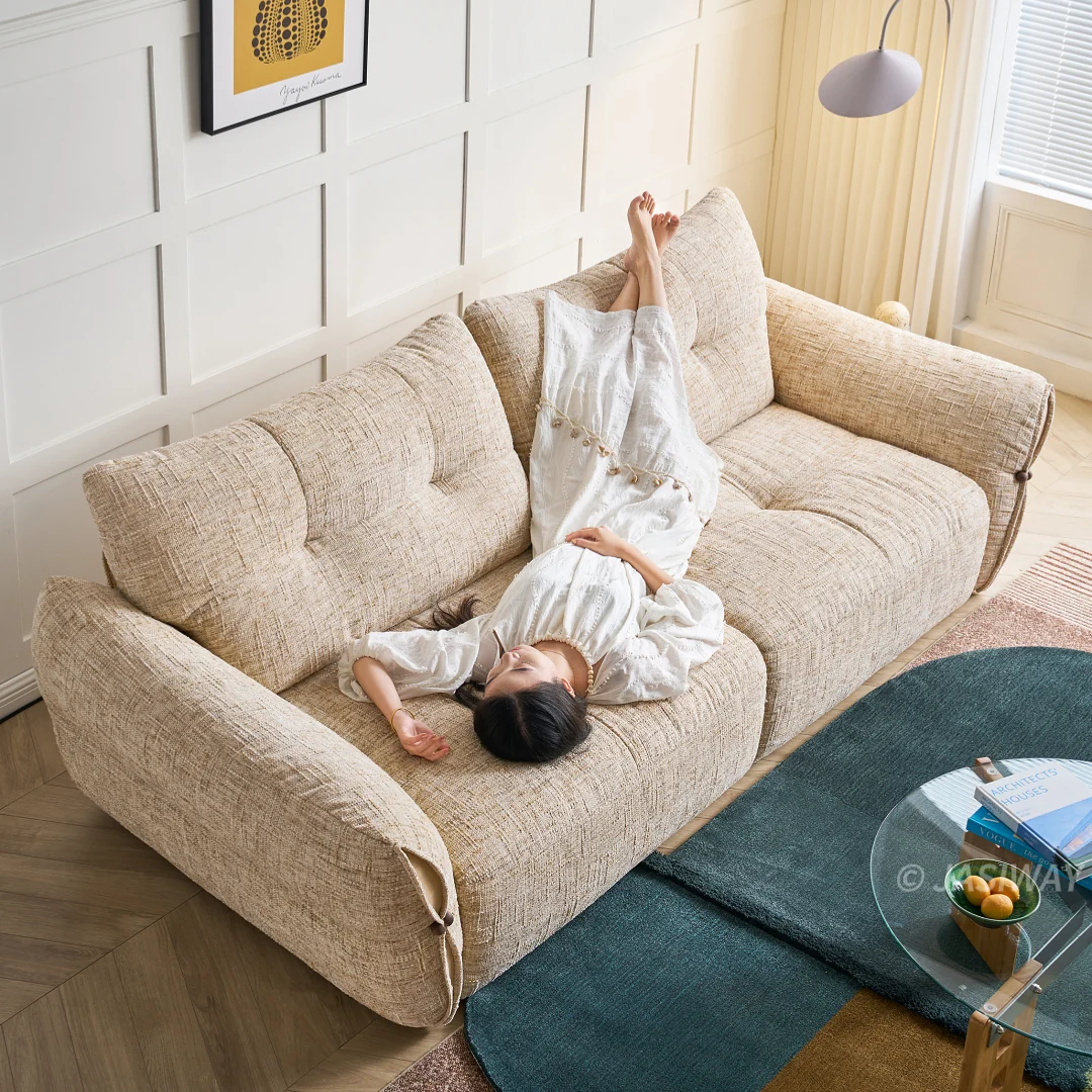 NÓVORA CASA nube sofá profundo asiento sofá| extragrande Chenilla tela 3-plazas con acolchado cojines, Moderno Sala sofá