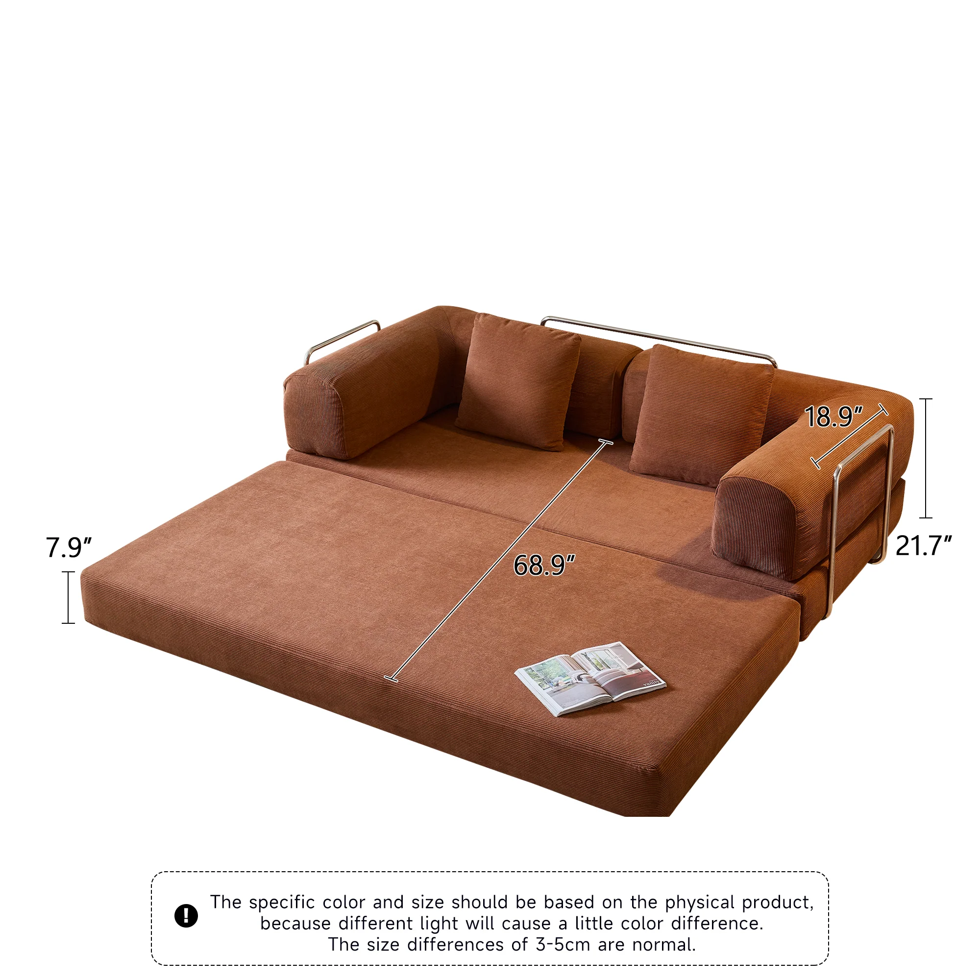 NÓVORA CASA 78.7'' comprimir Tapizado Sofá cama transformable con pana tela