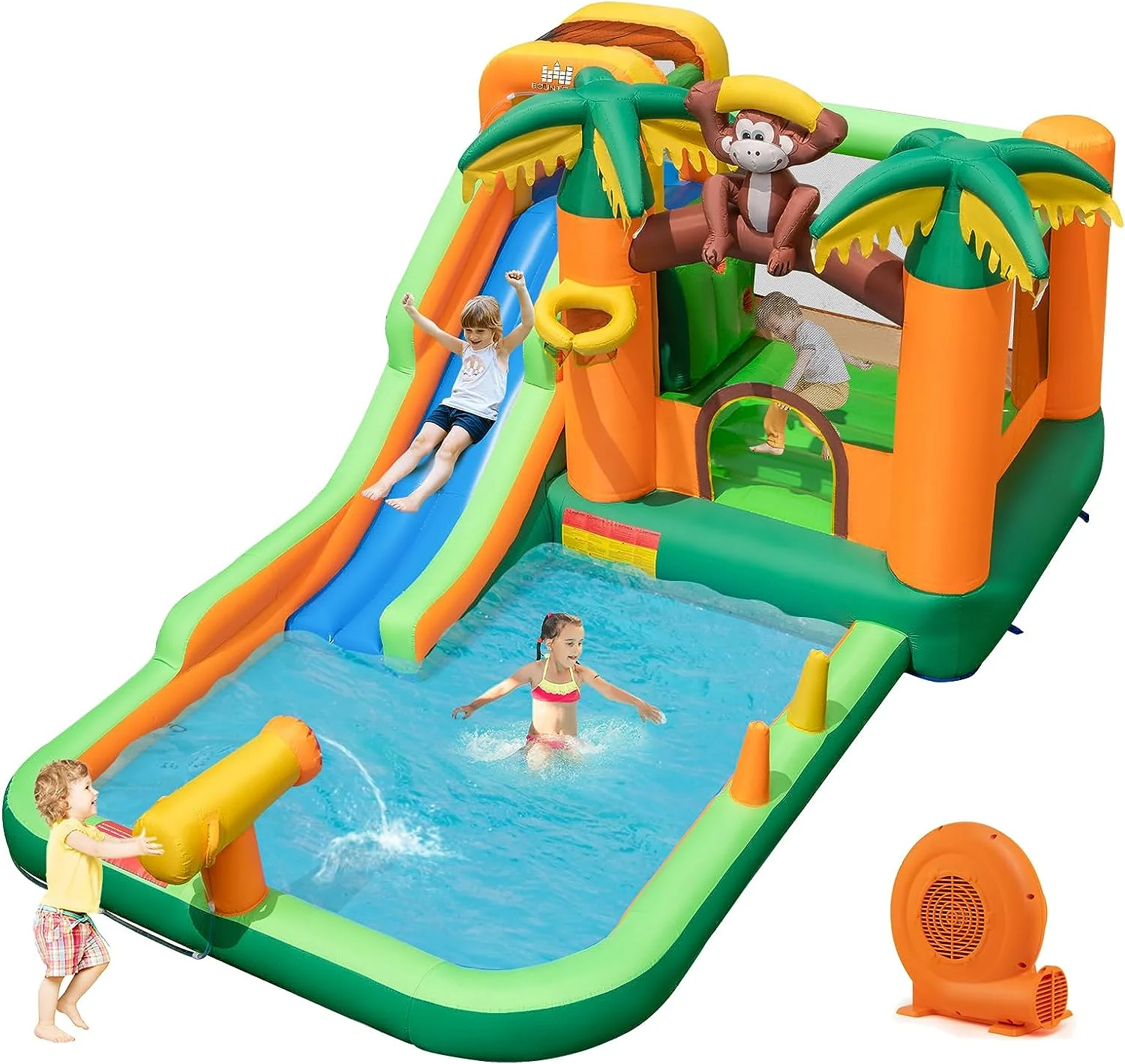 Costzon Inflatable Water Slide, 6 in 1 Kids Giant Water Park Bouncer Castle Combo
