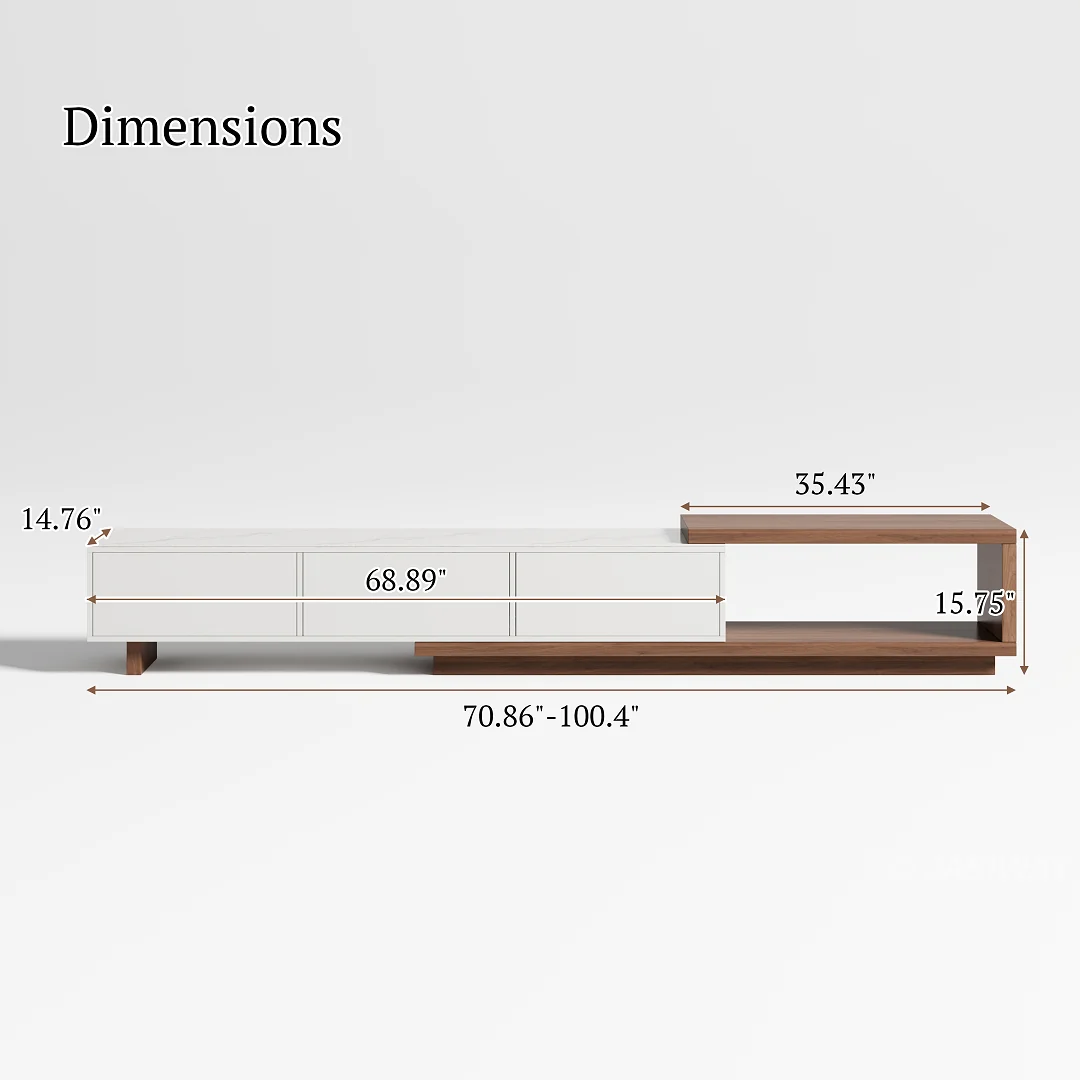 NÓVORA CASA Extensible Mueble para TV con Almacenamiento cajones| Ajustable multimedia consola con Mármol sintético superior para Sala