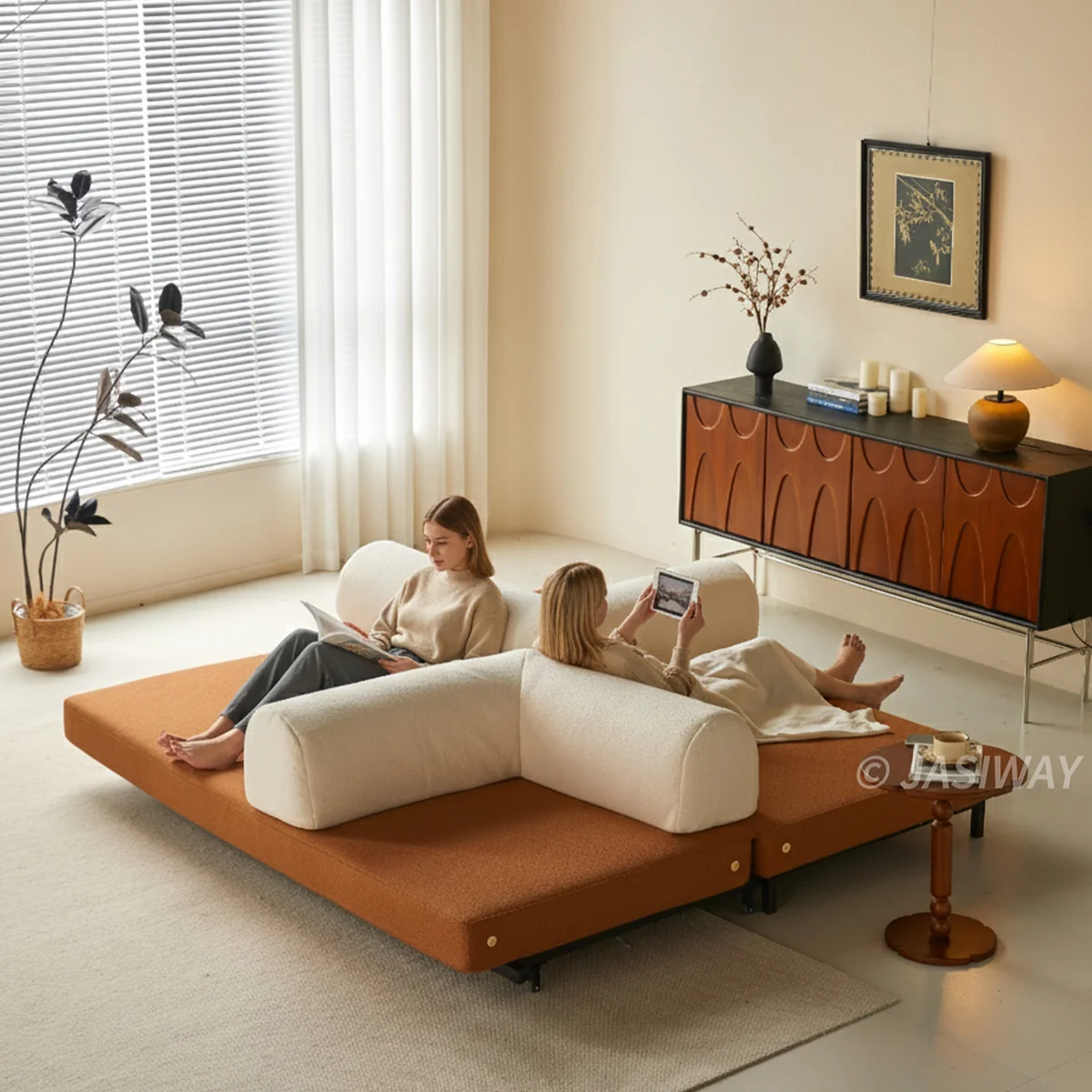 NÓVORA CASA modulable Sofá cama & Sofá cama| transformable diseño en Bouclé, Chenilla o pana tapizado