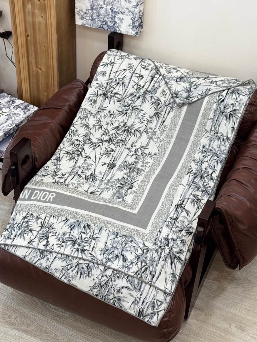 Dior Toile de Jouy Natura square scarf featuring bamboo forest print