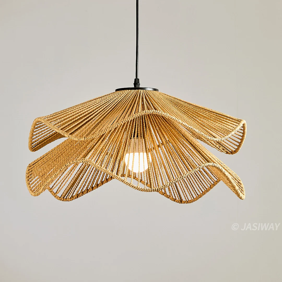 NÓVORA CASA tejido a mano abacá cuerda Lámpara colgante para Cocina isla costero bohemio campirano| Lámpara de techo luminaria para Comedor, recibidor & Sala