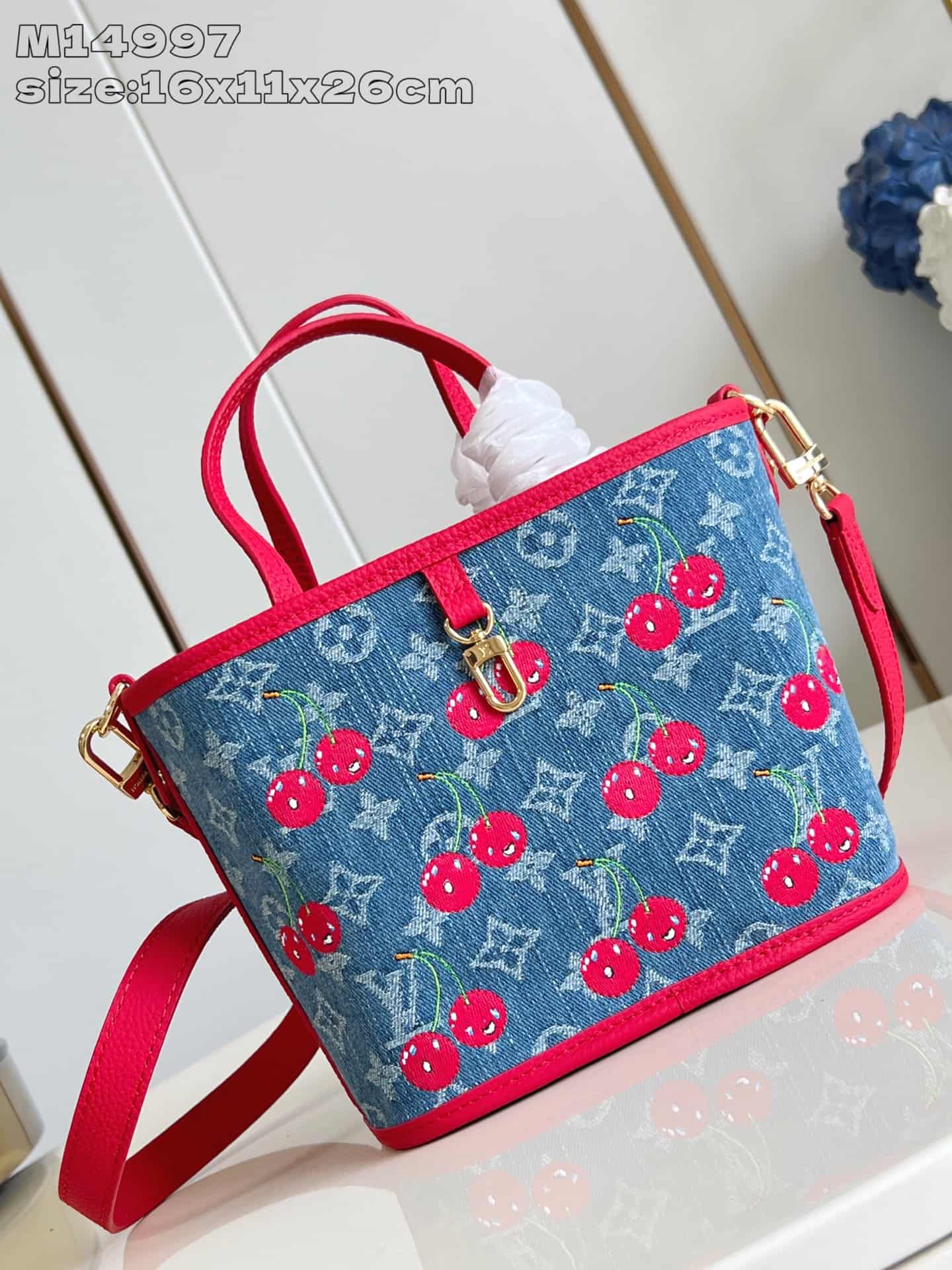 Louis Vuitton x Murakami Neverfull Inside Out BB Monogram cherry denim M14997 High