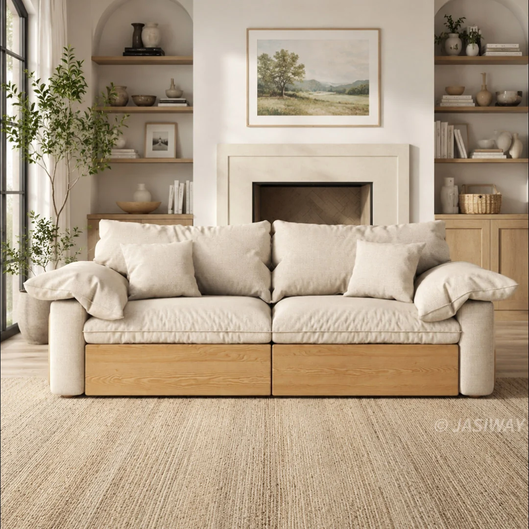 NÓVORA CASA extragrande profundo asiento seccional sofá con Ajustable diván & extraíble extraíble reposapiés| Japandi transformable descanso sofá para Sala