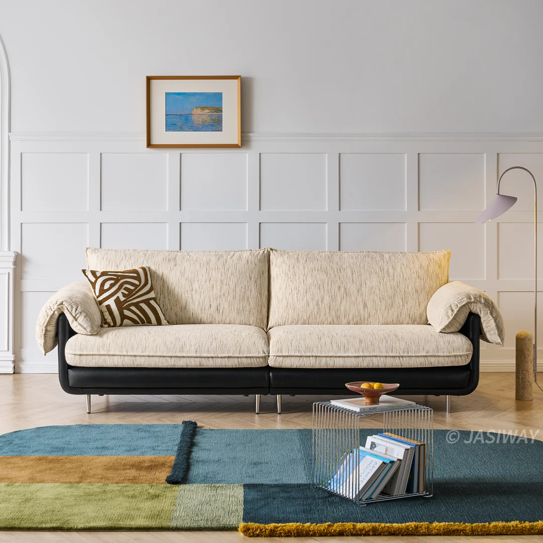 NÓVORA CASA profundo asiento Chenilla sofá con almohada superior brazos| 3-plazas Tapizado sofá con texturizado tela & bajo perfil estructura para Sala