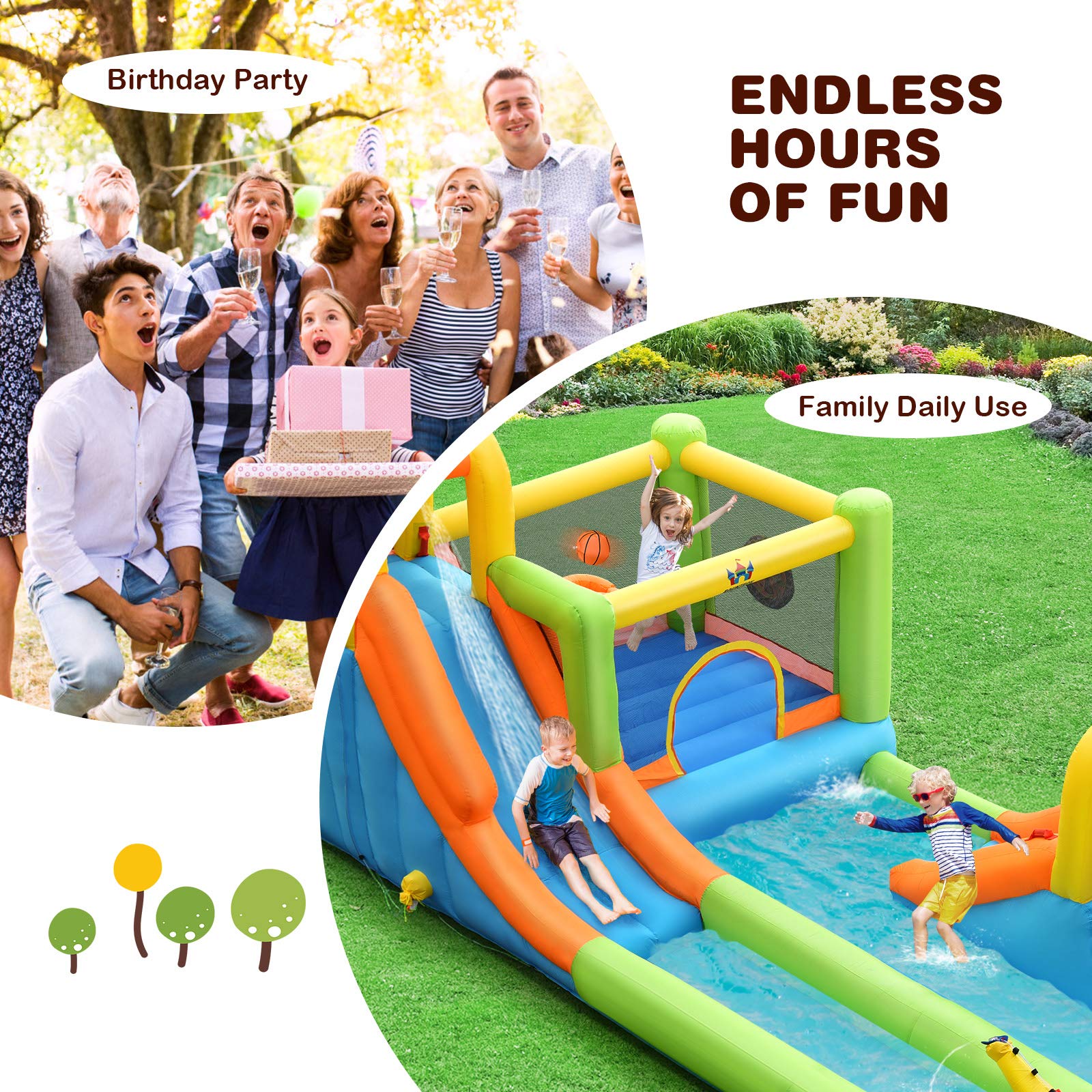 BOUNTECH Inflatable Water Slide, 20.5x11FT Mega Waterslide Park Bounce House for Outdoor Fun w/Long Slide