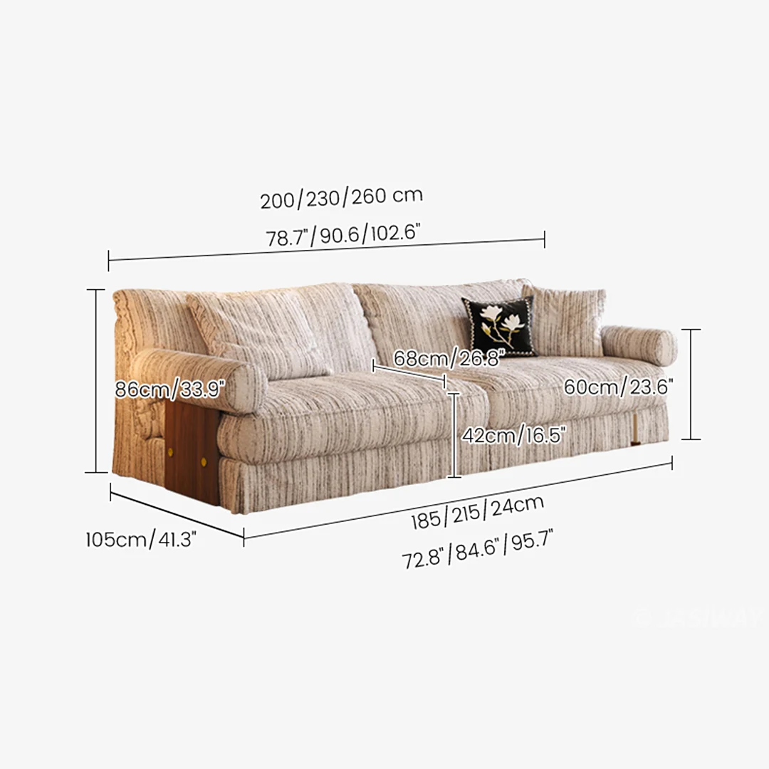 JASIWAY texturizado lino mezcla sofá– Minimalista Crema Blanco Tapizado sofá con Madera maciza detalle| cómodo Sala asiento