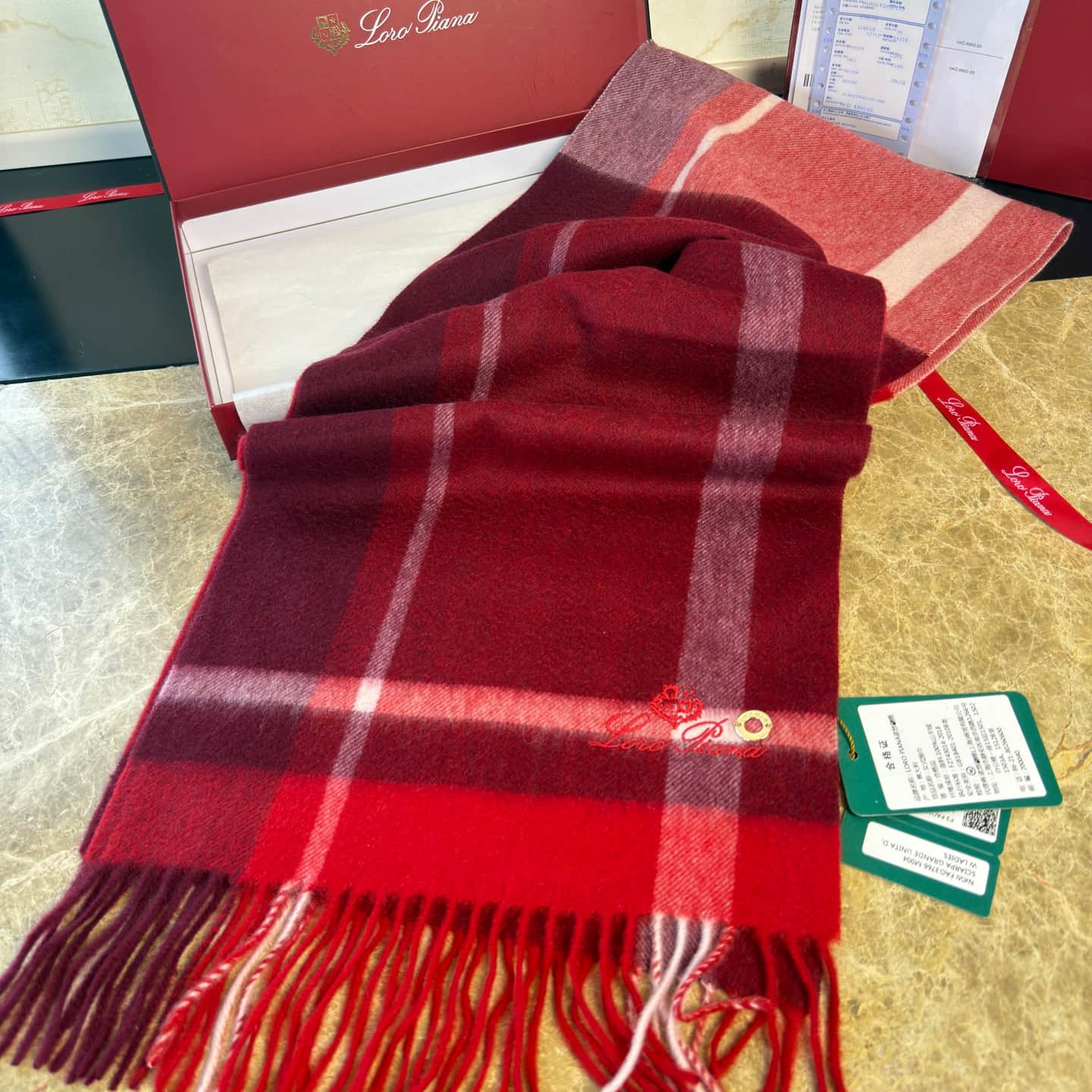 Loro Piana cashmere plaid scarf