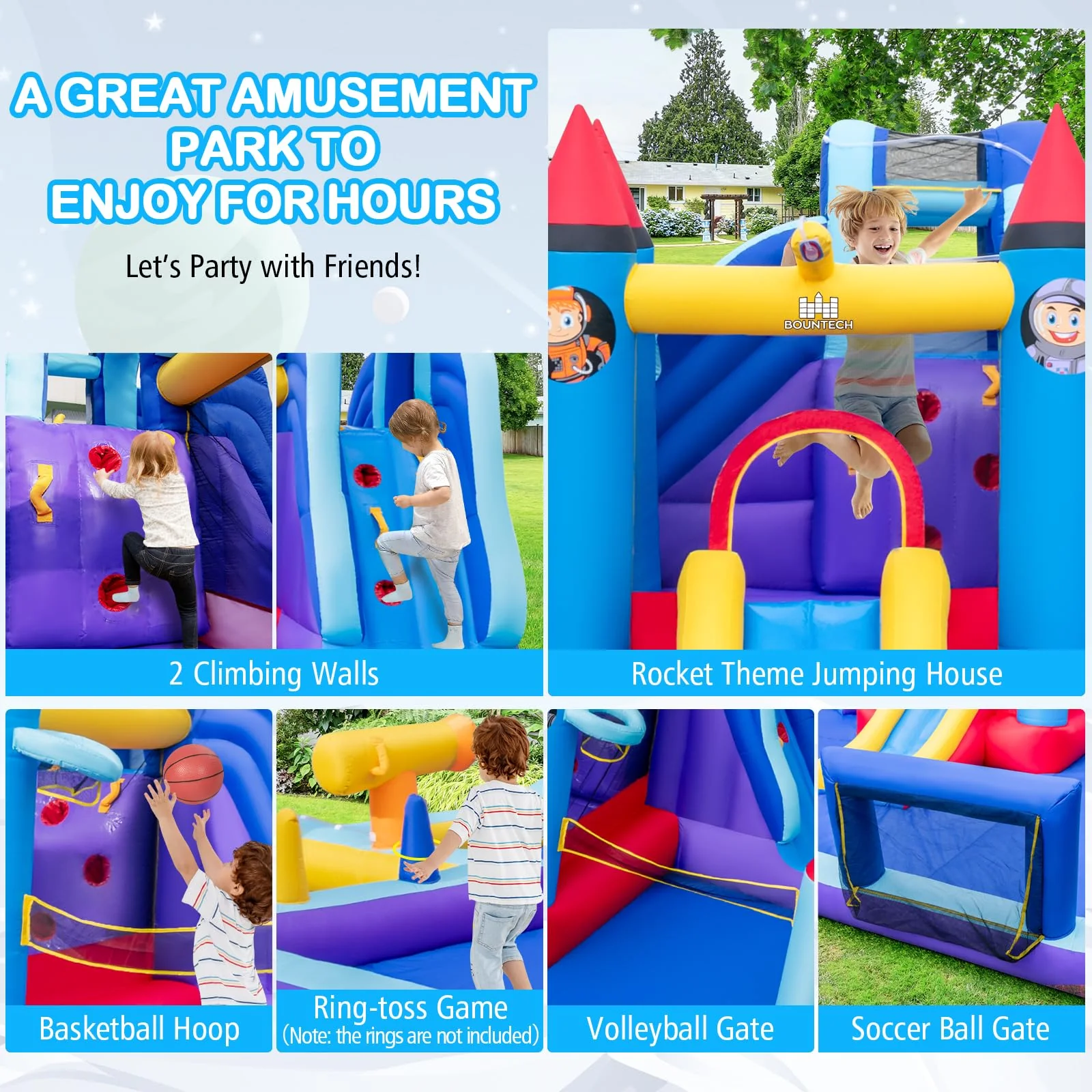 BOUNTECH Inflatable Water Slide, 18x16.5FT Mega Waterslide Park Bounce House w/Dual Slides