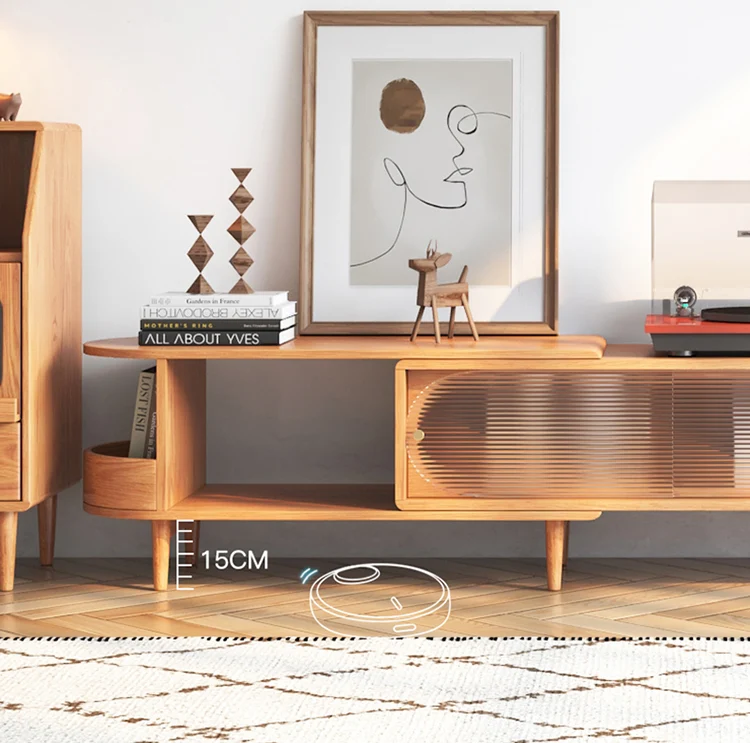 NÓVORA CASA Extensible Mueble para TV Almacenamiento corredizo vidrio puerta multimedia consola
