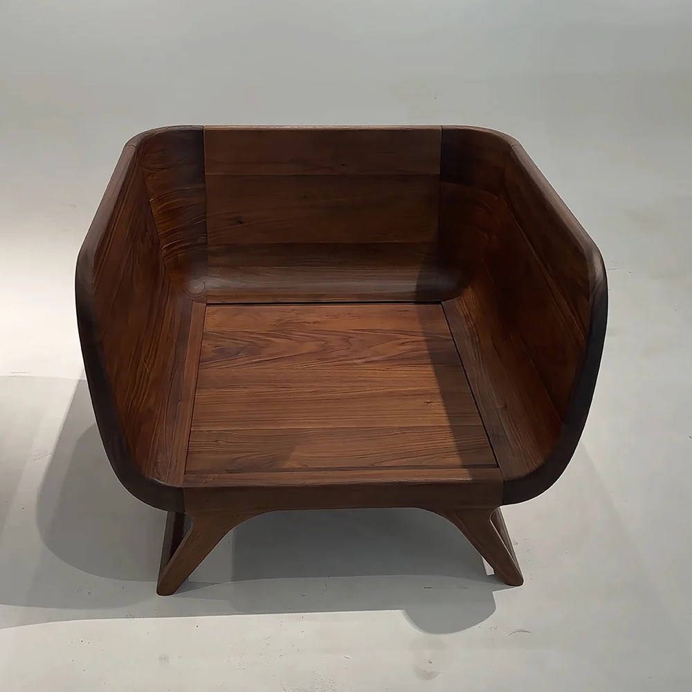 RINGCHEN Nogal Madera maciza recto sofá– Desmontable cojines, mediados siglo 3-plazas sofá para Sala