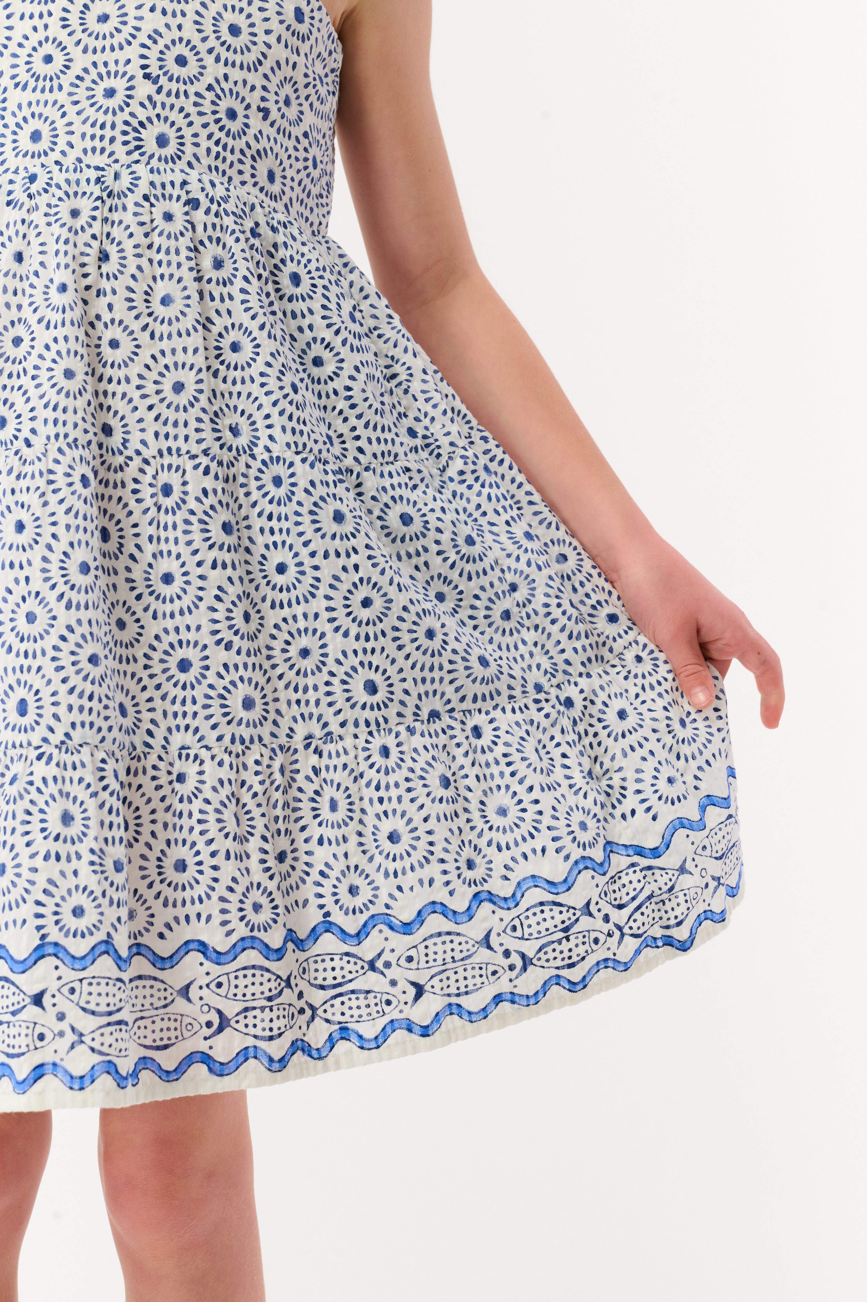 Kids Naolin Fish Border Britt Dress