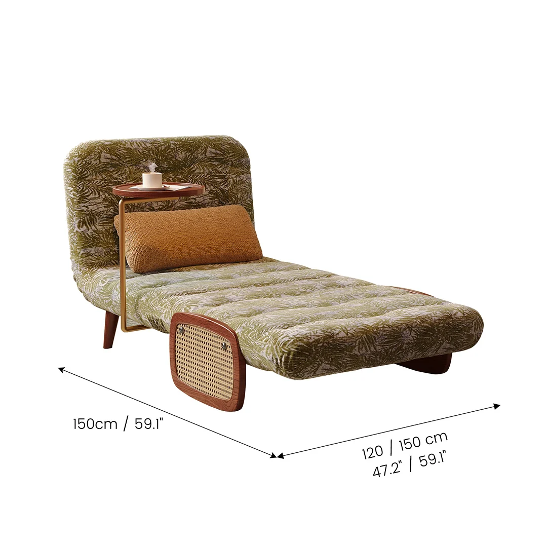 NÓVORA CASA mediados siglo Moderno transformable sillón cama sofá| botánico jacquard Tapizado cama sofá de dos plazas para pequeño espacios & departamentos